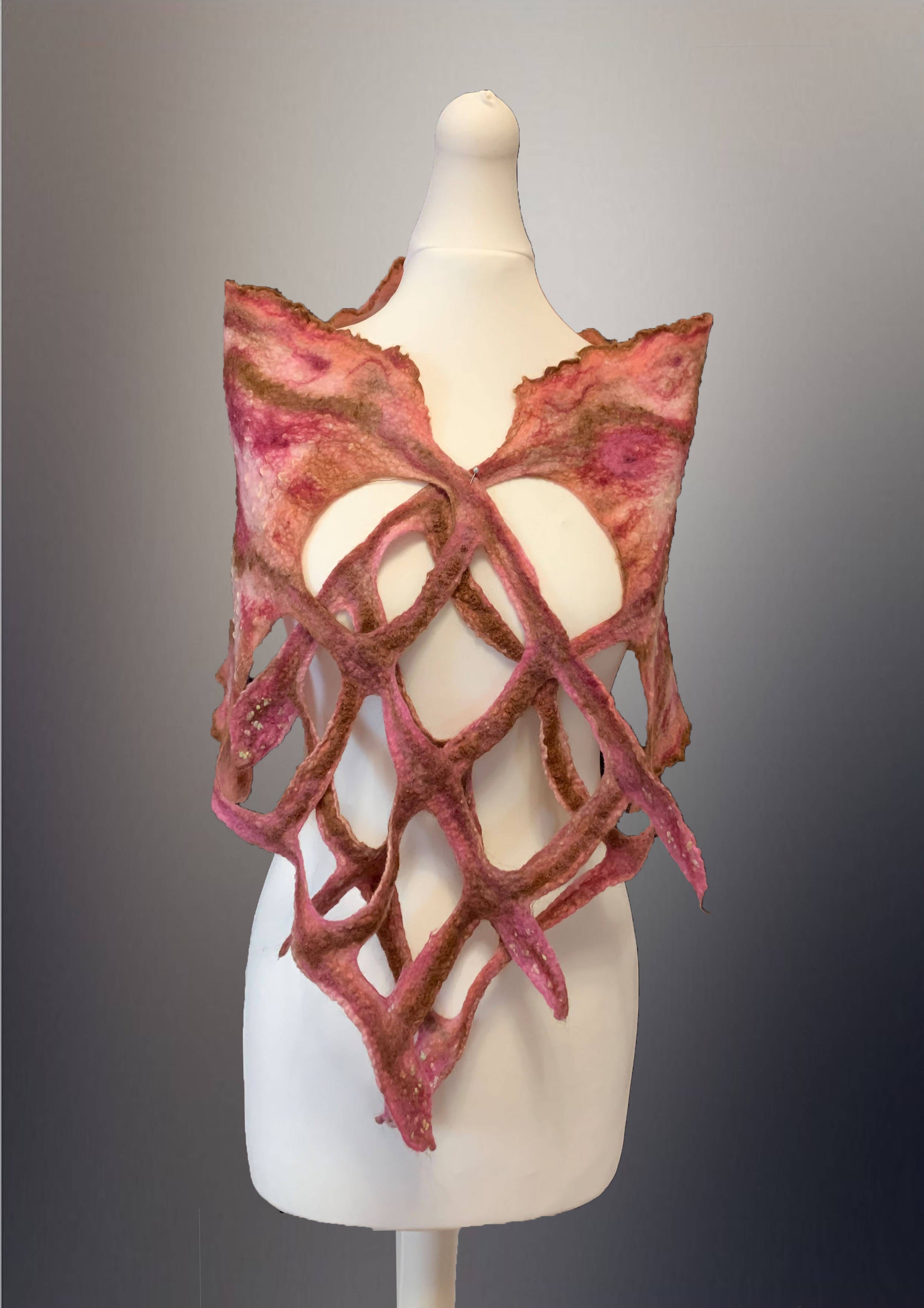 Nuno Felt Scarf - Pink and Brown Lattice