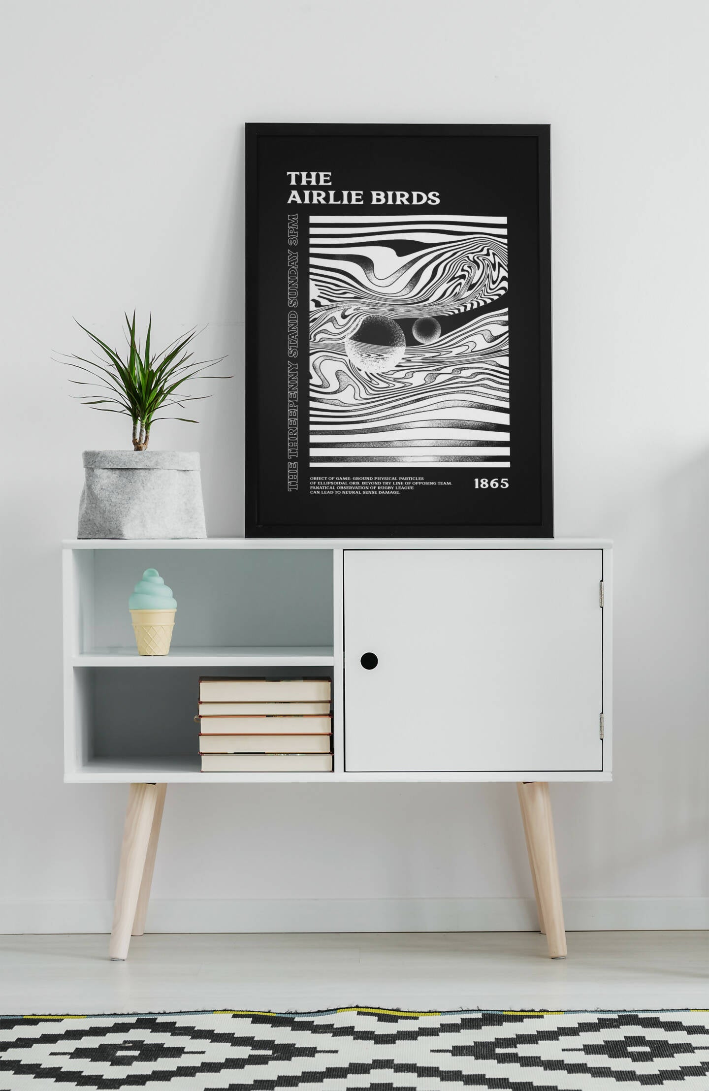 Hull FC Art Print PSYCHEDELIC Design in Black