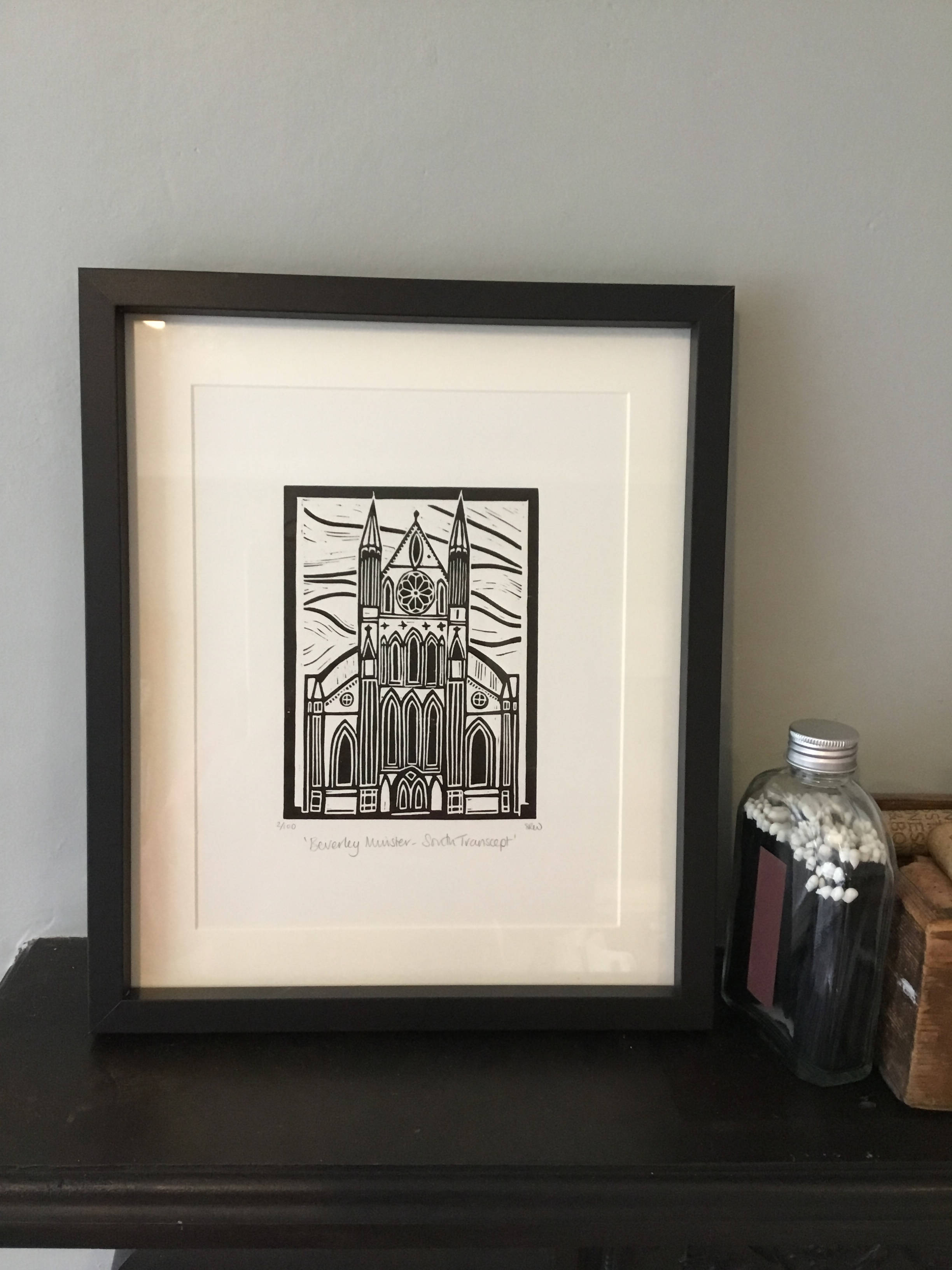 Beverley Minster South Transcept Framed Lino Cut Print