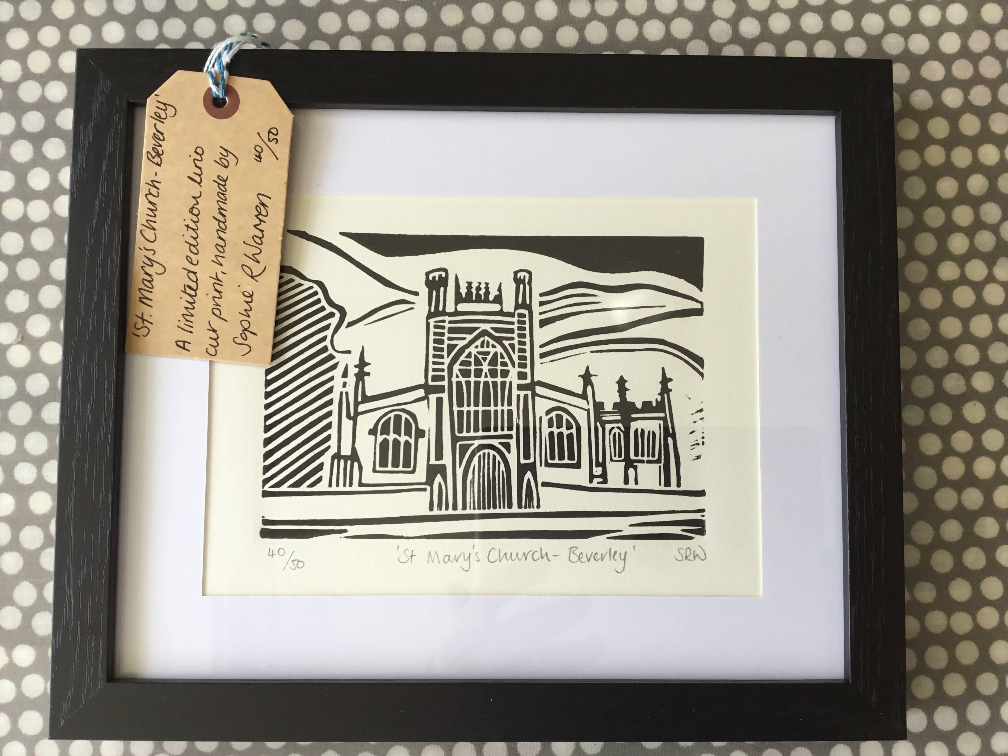 St Mary's Church, Beverley Framed Lino Cut Print