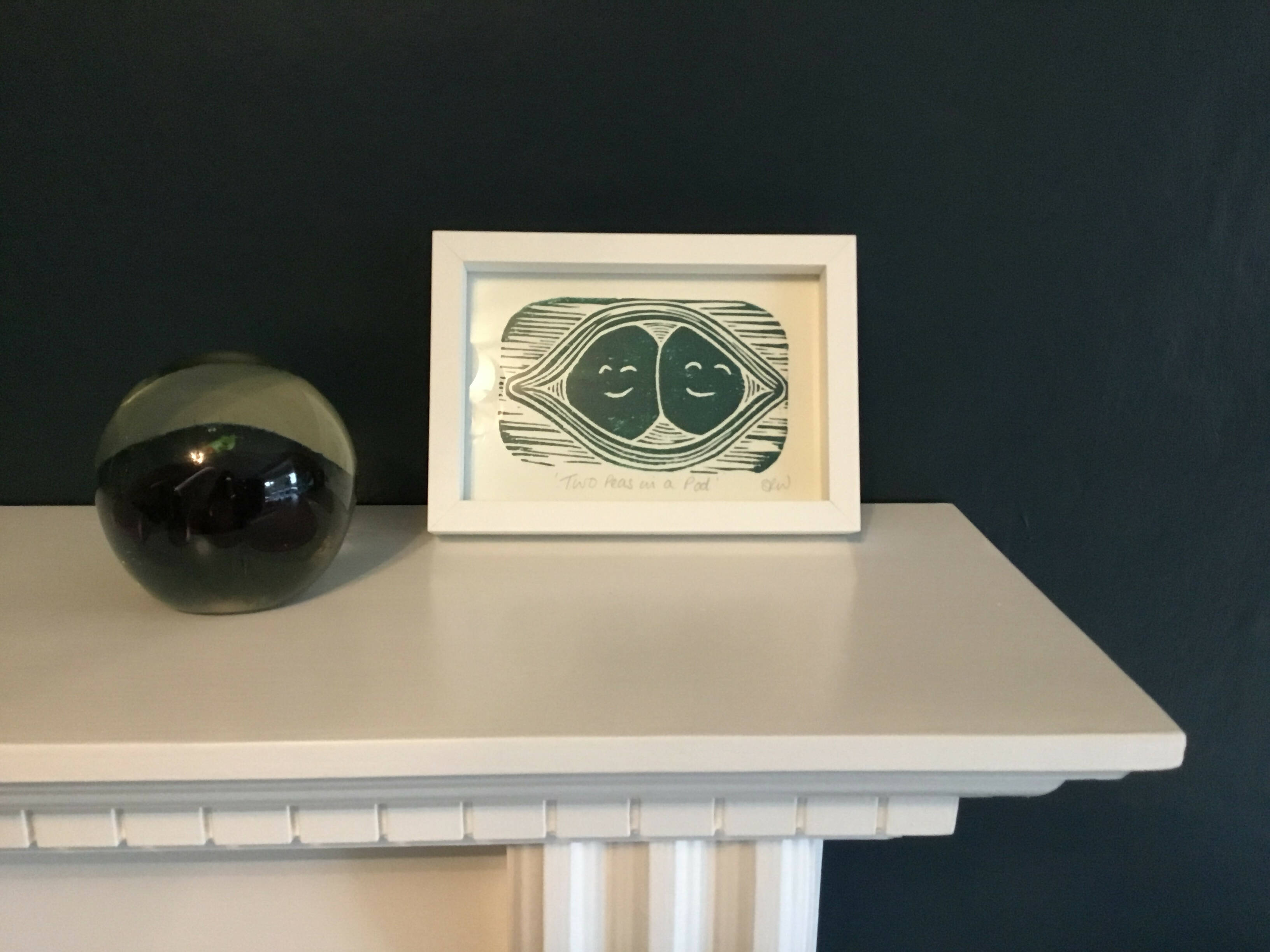 Two Peas in a Pod Framed Lino Cut Print