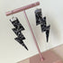 Flash Lightning Bolt Earrings in Black Grey Glitter