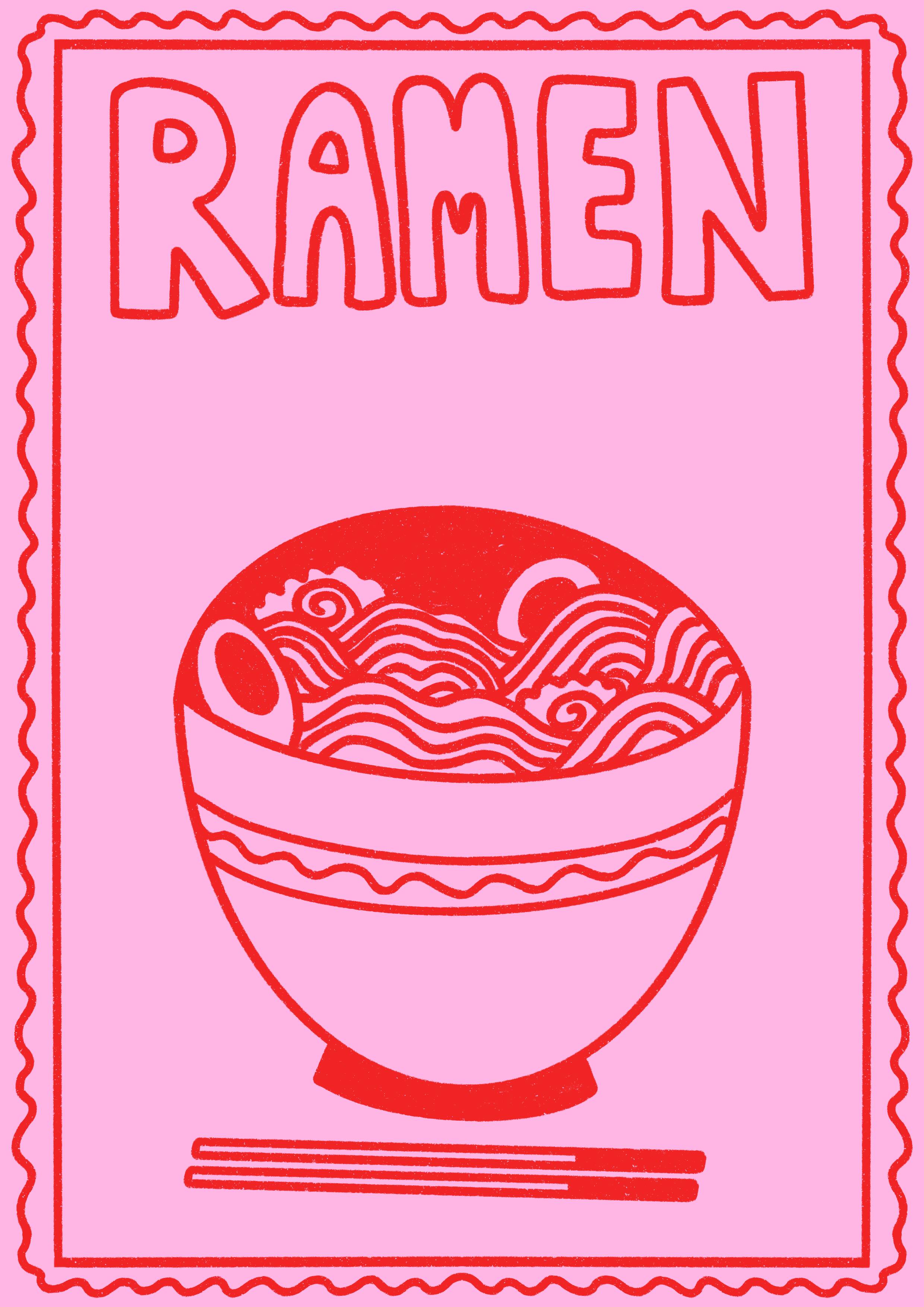 Ramen Print - Pink