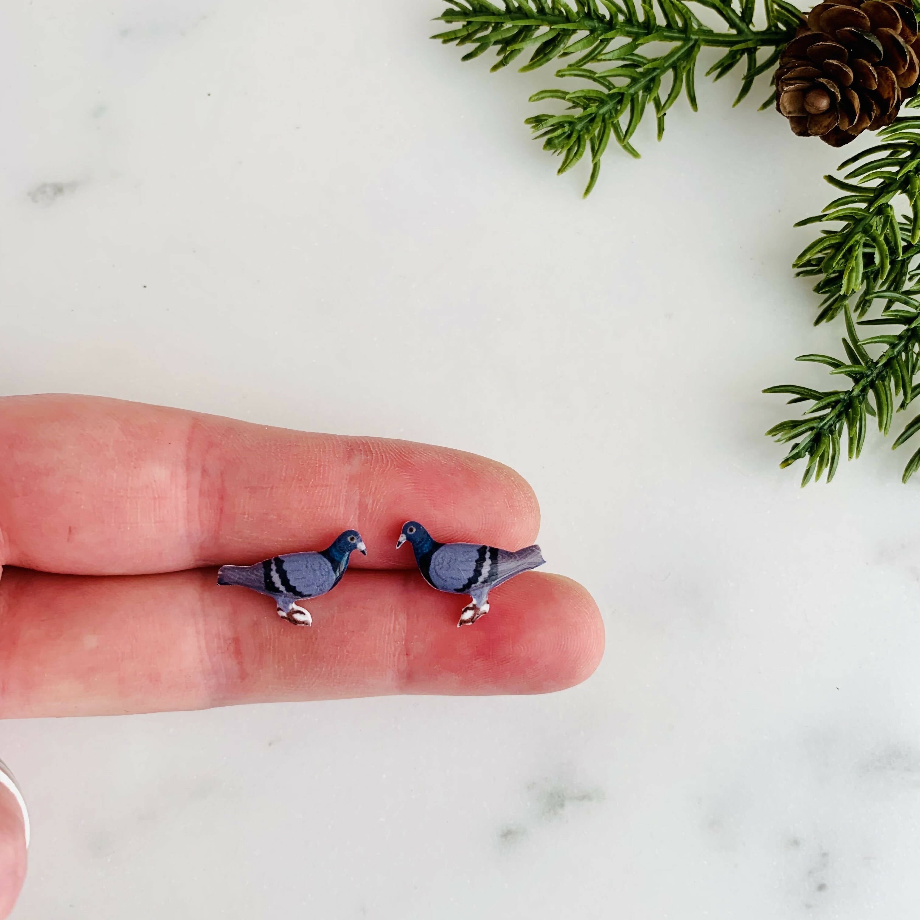 Adorable Pigeon Stud Earrings - Handmade Joy | Art & Soul