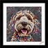 Multicoloured cockapoo dog illustration.