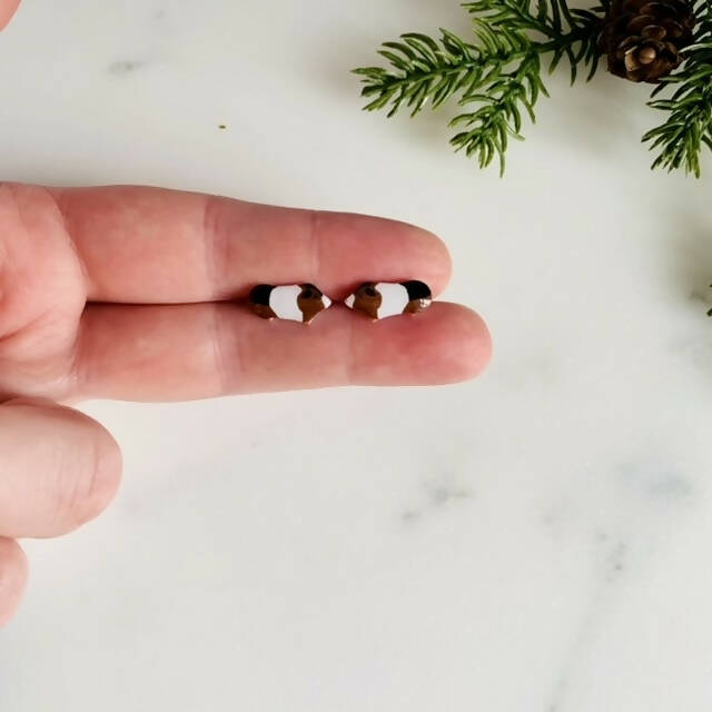 Tri Coloured Guinea Pig Stud Earrings