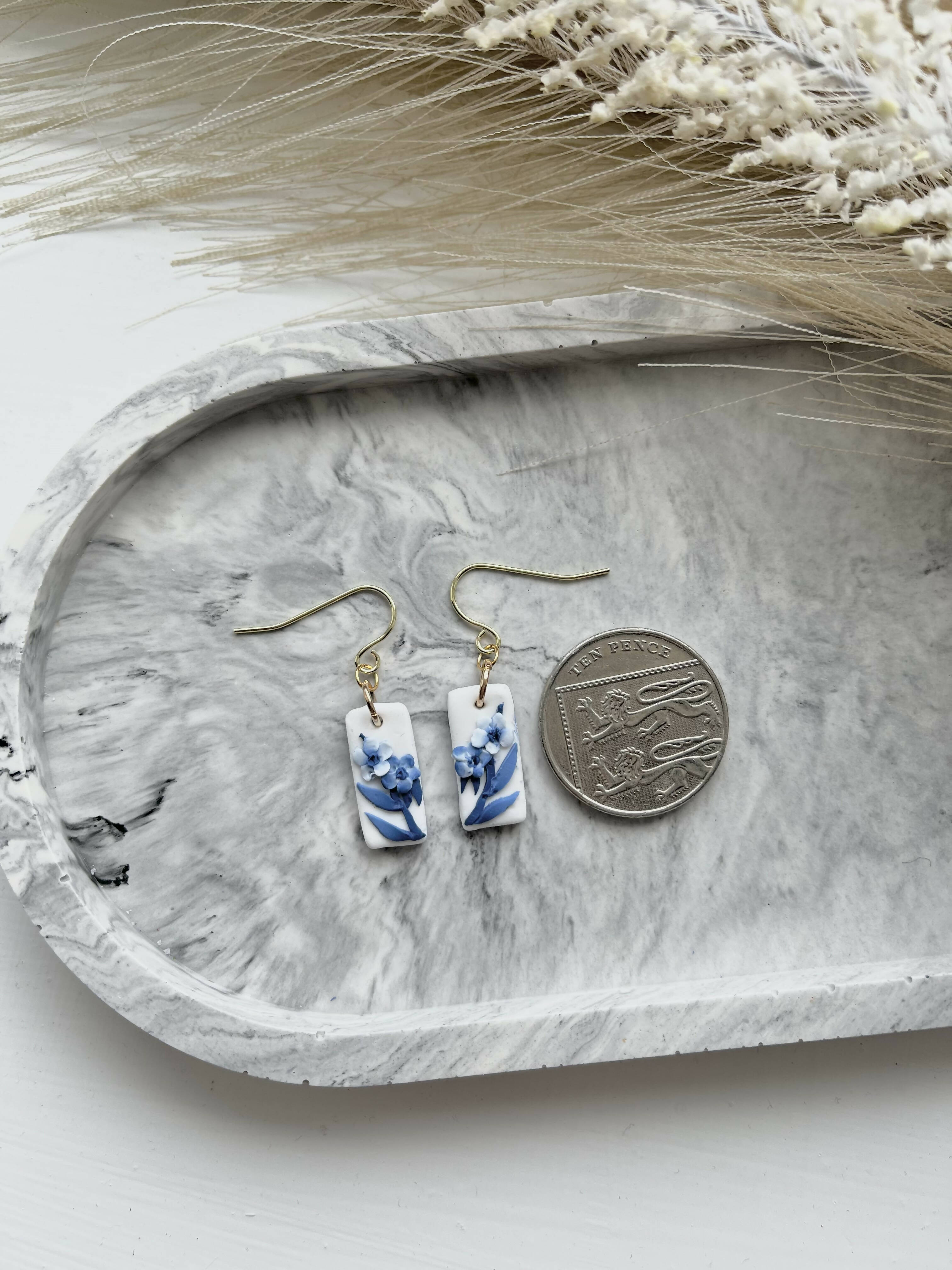 Blue China No. 8 - Handmade Polymer Clay Earrings