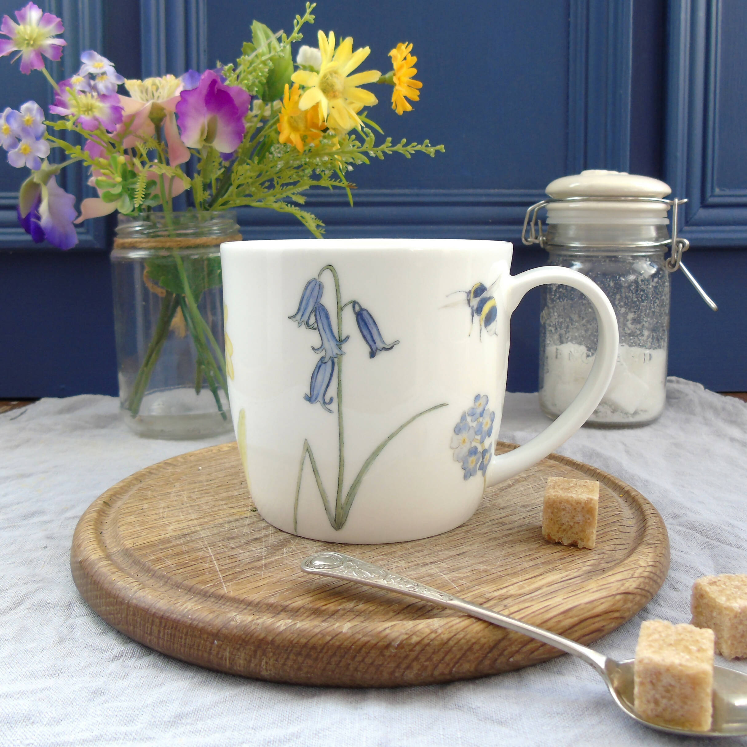 Fine Bone China Spring Flower and Bee Mug