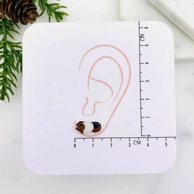 Tri Coloured Guinea Pig Stud Earrings