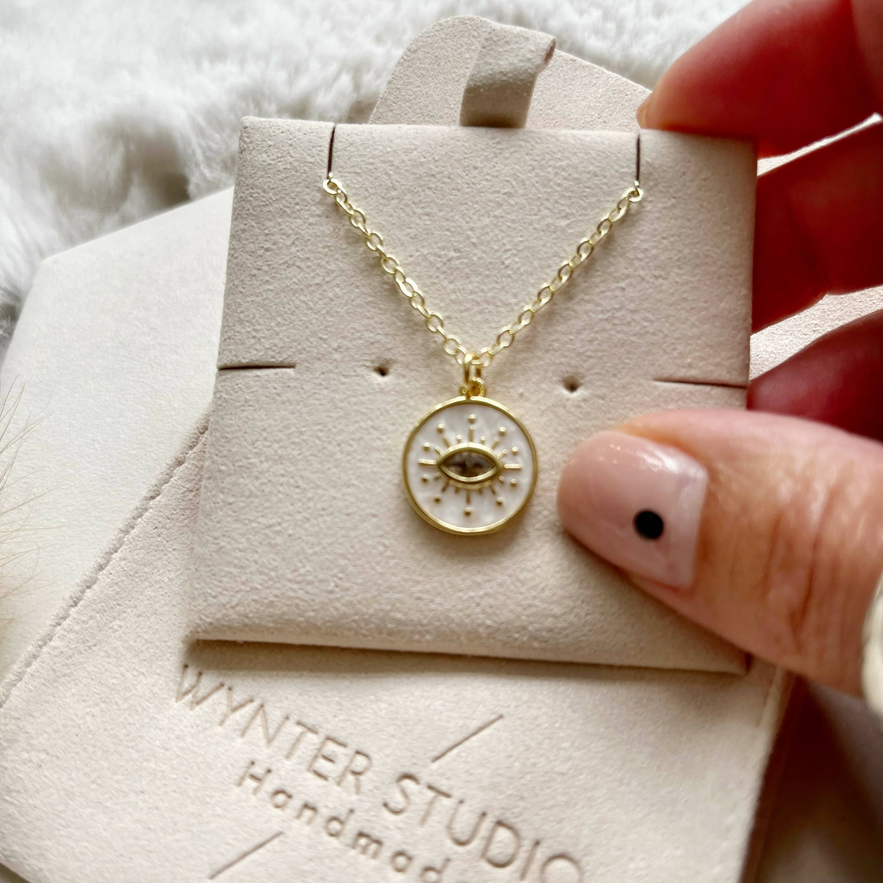 White Evil Eye Necklace