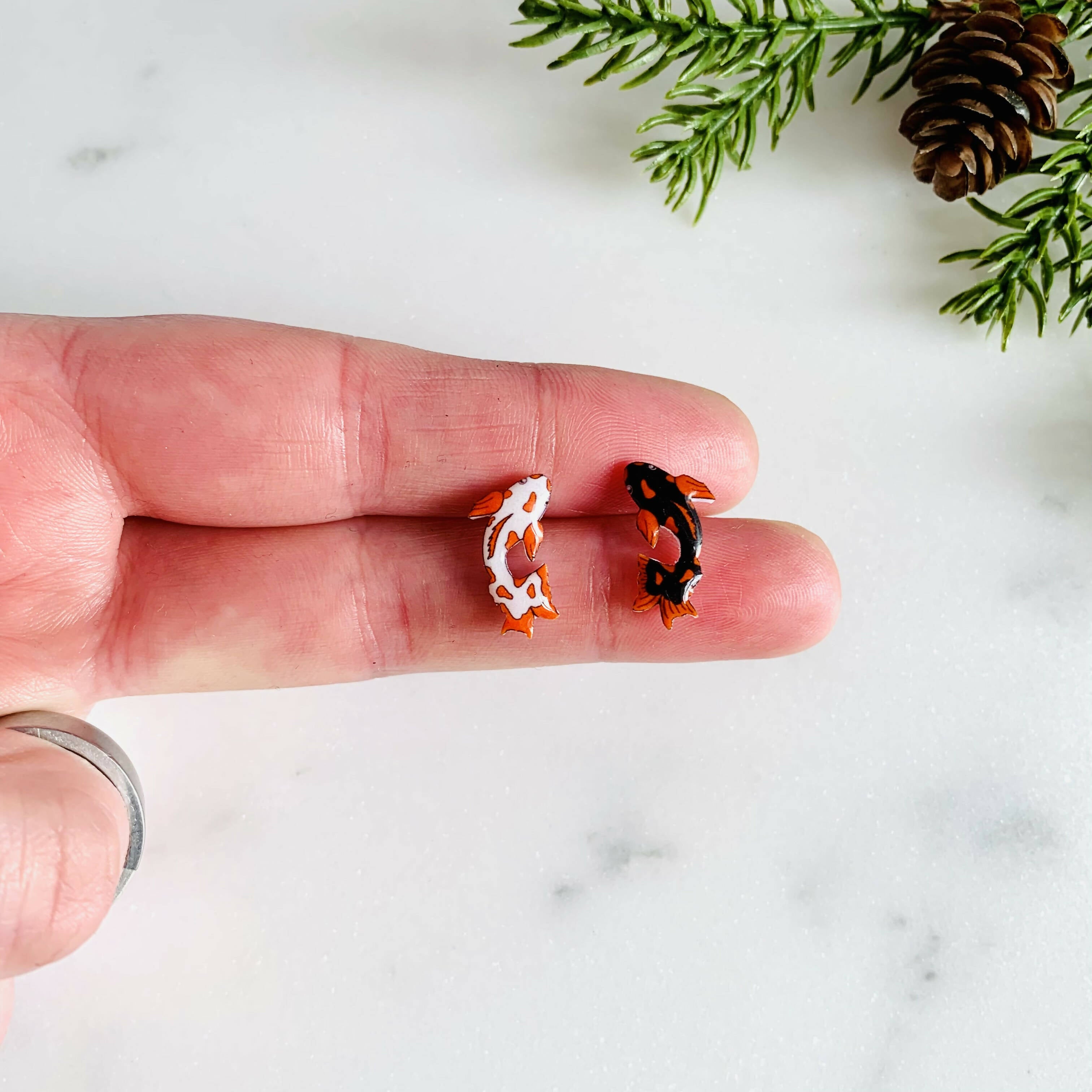 Koi Fish Mismatched Stud Earrings