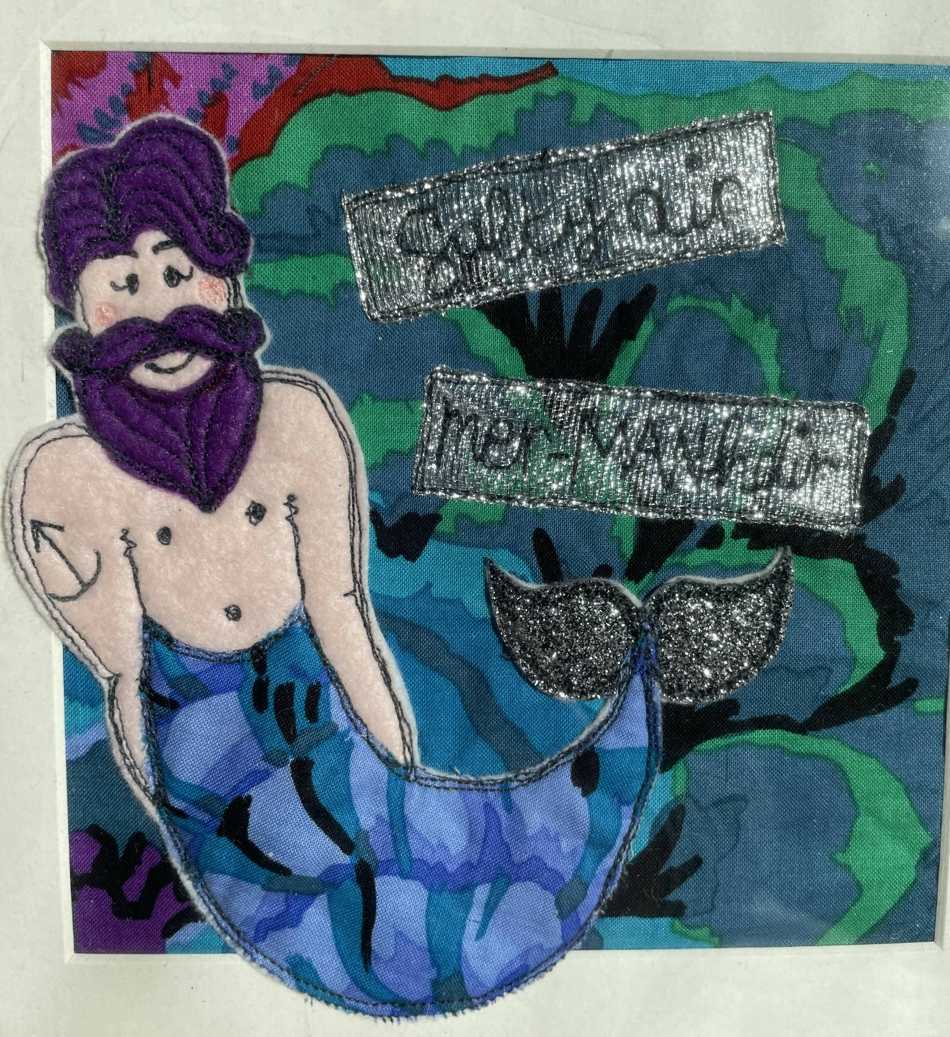 Mermaid Original Framed Textile Art