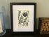 Perching Owl Framed Lino Cut Print