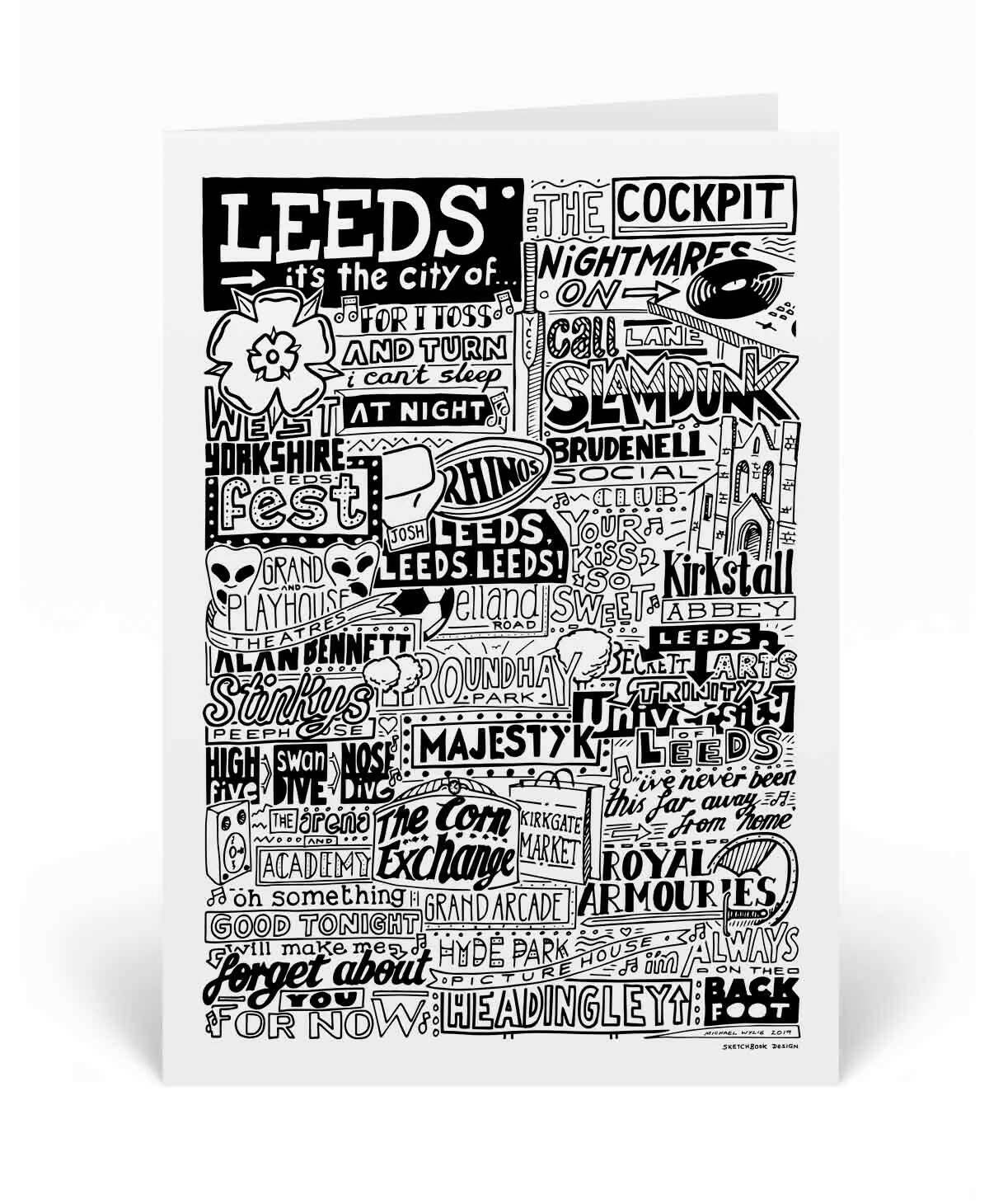 Leeds Landmarks Greeting | Music Fan Gift Idea | Art & Soul