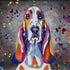 BASSET HOUND DOG COLOUR SPLASH FRAMED ARTWORK.