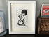 Moon Gazing Hare Framed Lino Cut Print