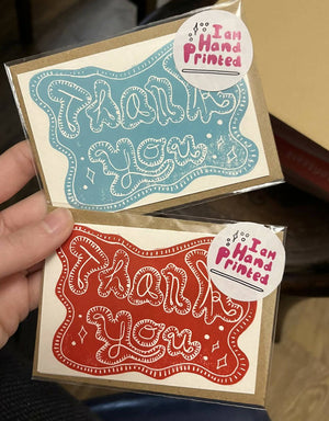 Thank You card - Mini Red or Blue - A7