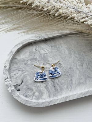 Blue China No. 7 - Handmade Polymer Clay Earrings
