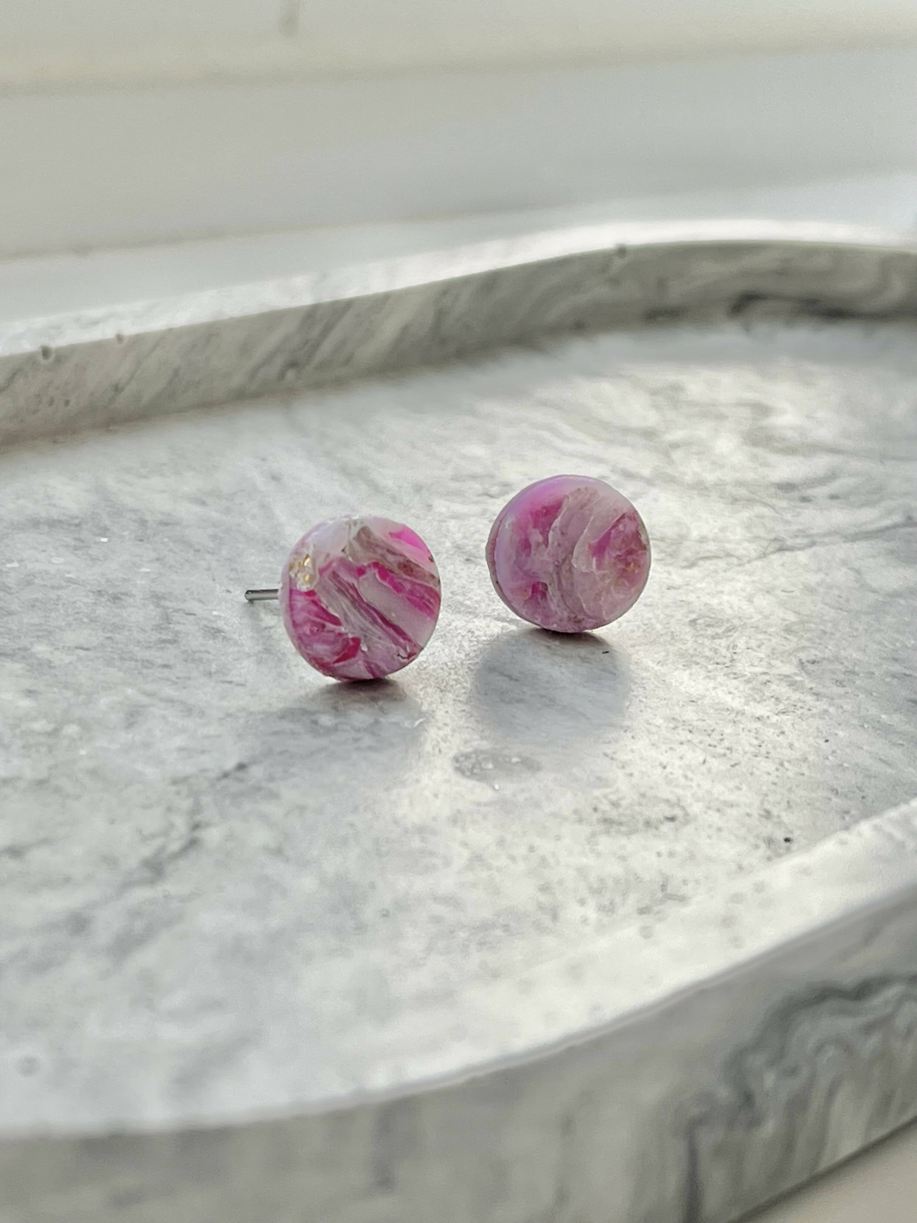 Pink Marble No. 1 - Handmade Polymer Clay Earrings