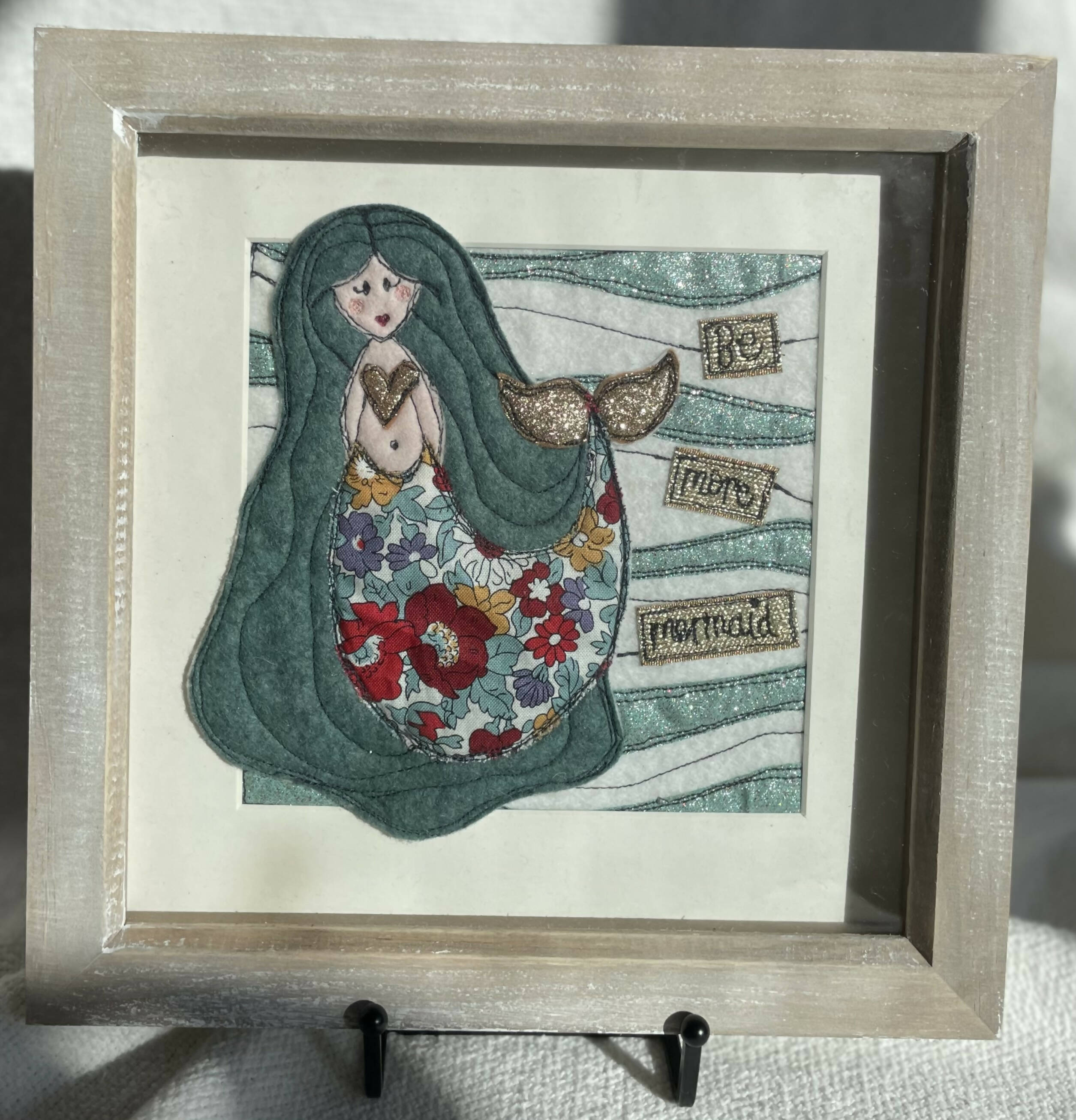 Mermaid Original Framed Textile Art
