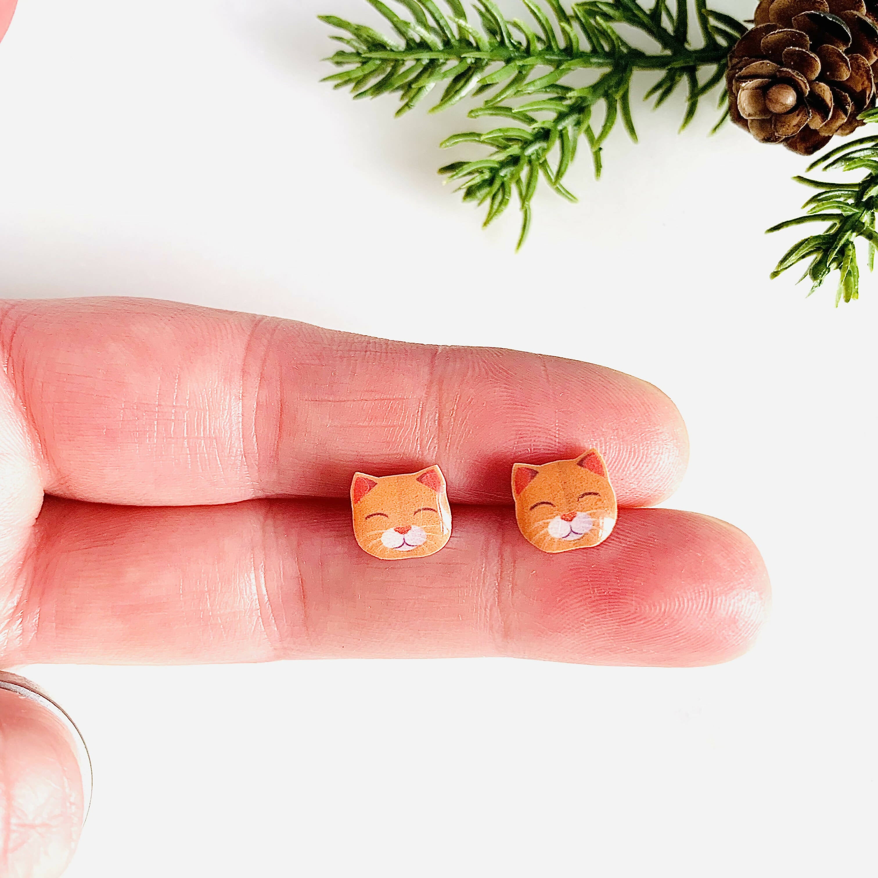 Ginger Cat Stud Earrings