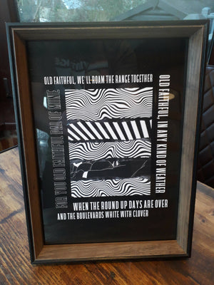 Hull FC 'Old Faithful' Lyrics - A4 Art Print in BLACK or WHITE - with a Black & Brown Frame