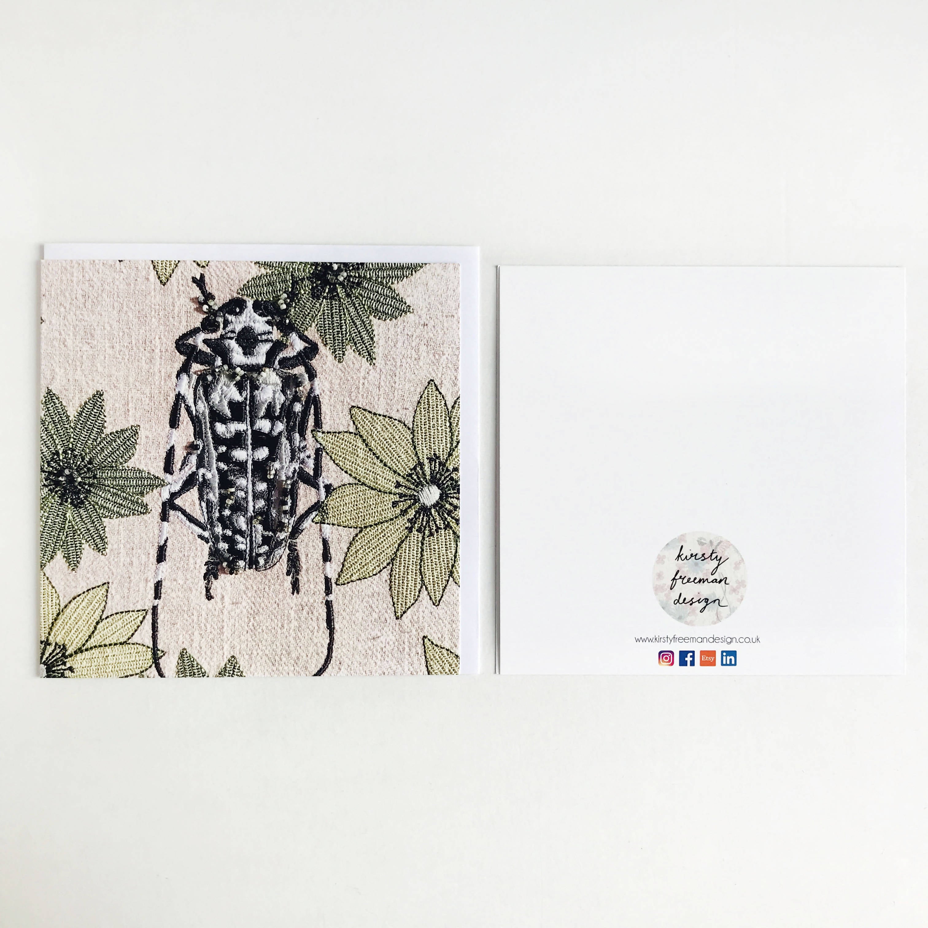 Pink Beetle Greetings Card