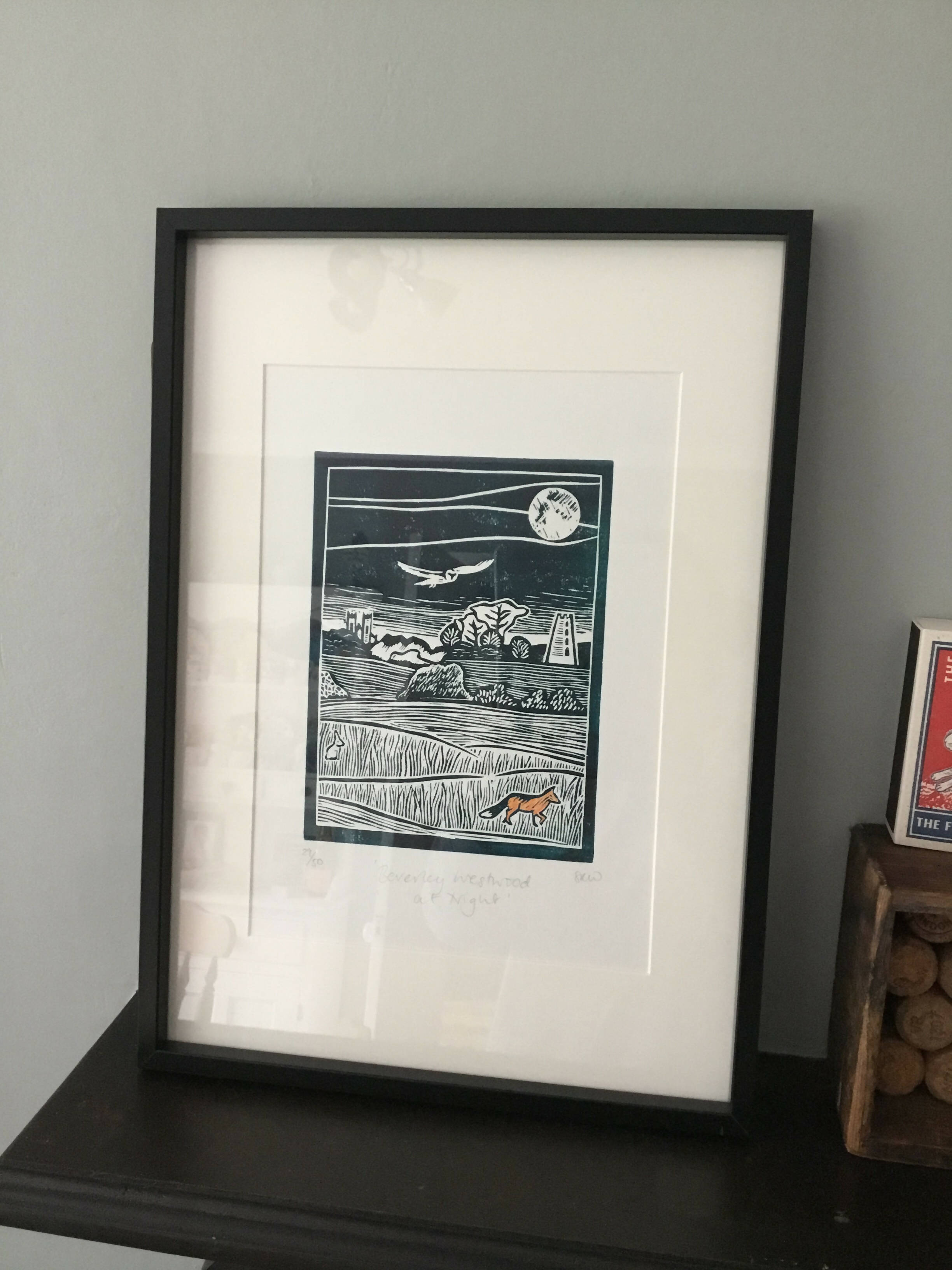 The Westwood at Night Framed Lino Cut Print