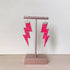 Flash Lightning Bolt Earrings in Neon Pink Glitter