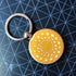 Hand Painted Dot Mandala Wooden Key Ring: True Ochre with White