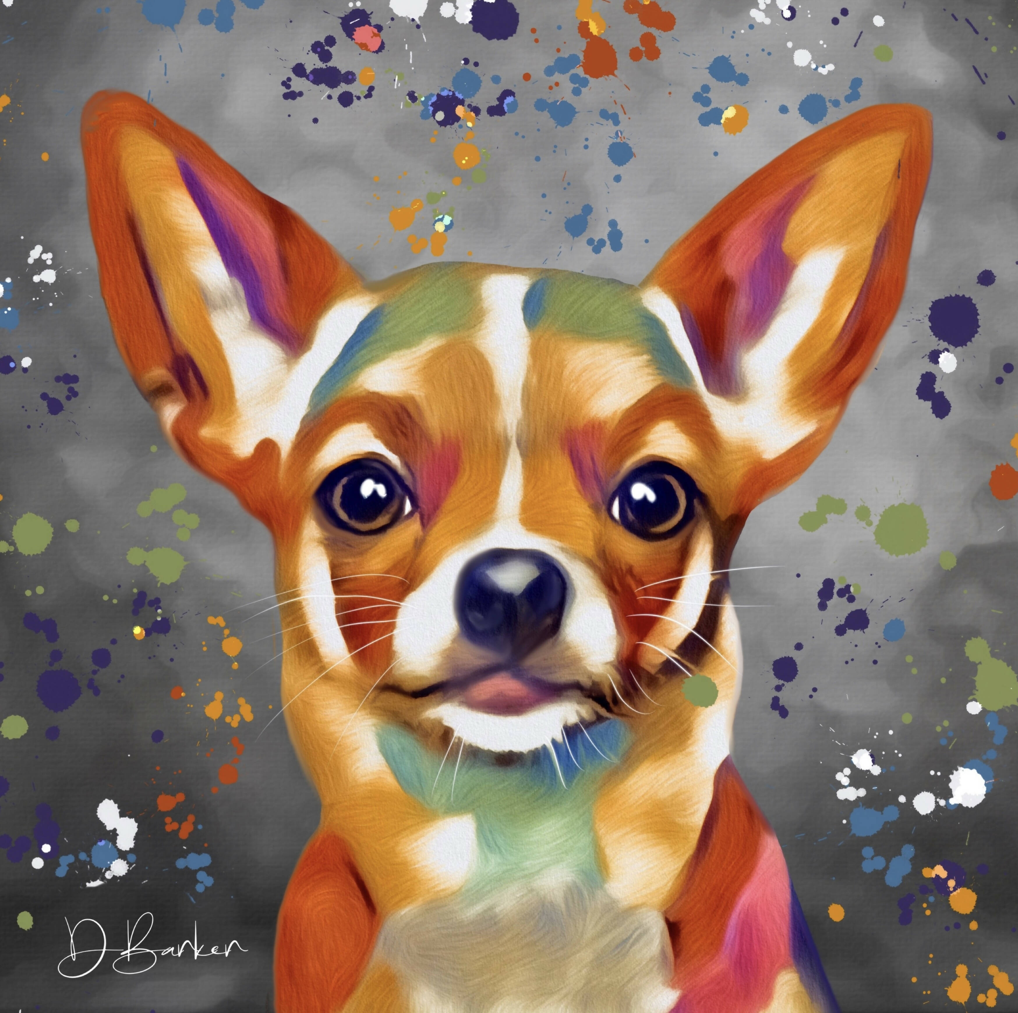 Chihuahua Dog Colour Splash Mounted Artwork | Art & Soul