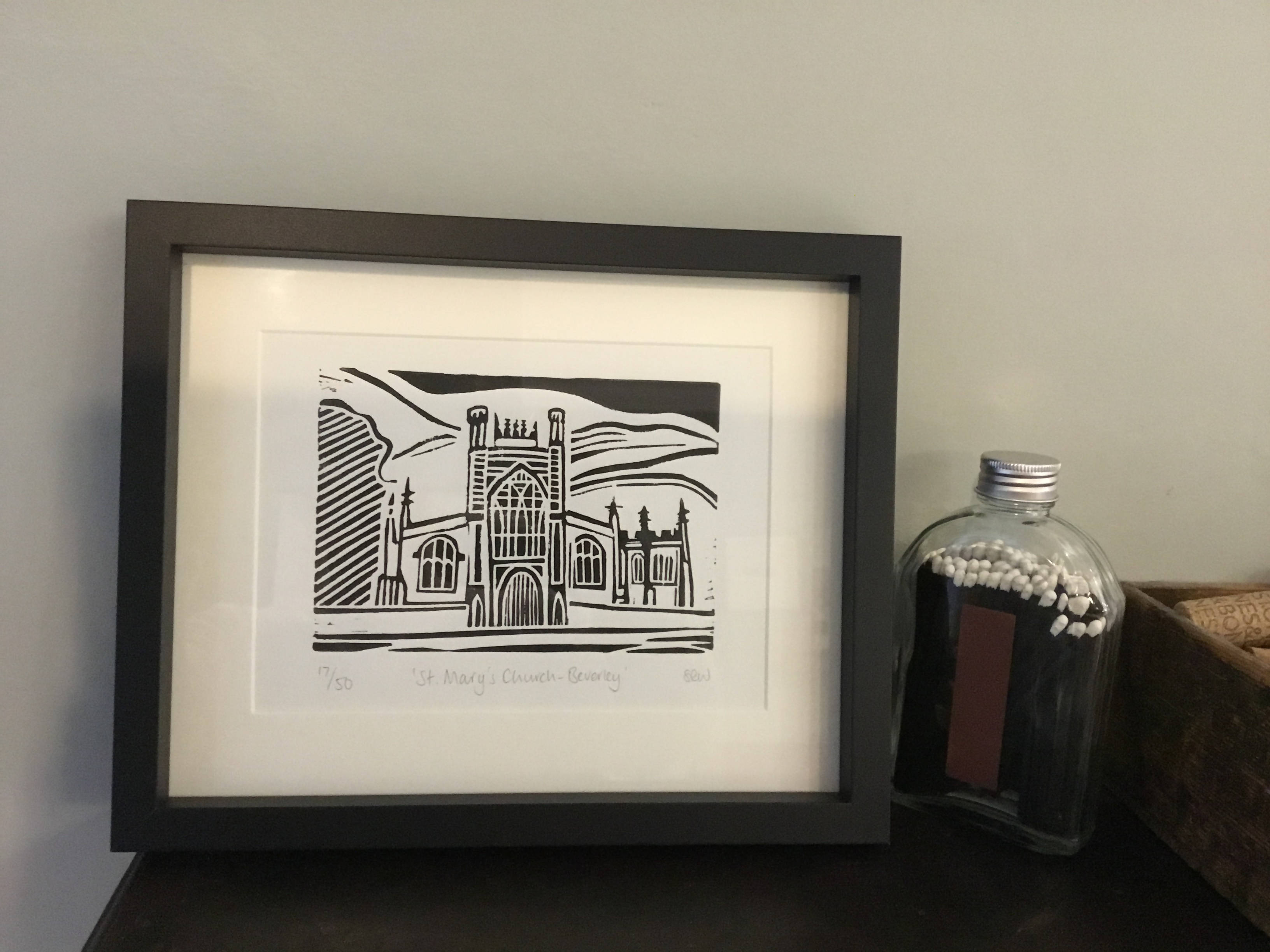St Mary's Church, Beverley Framed Lino Cut Print