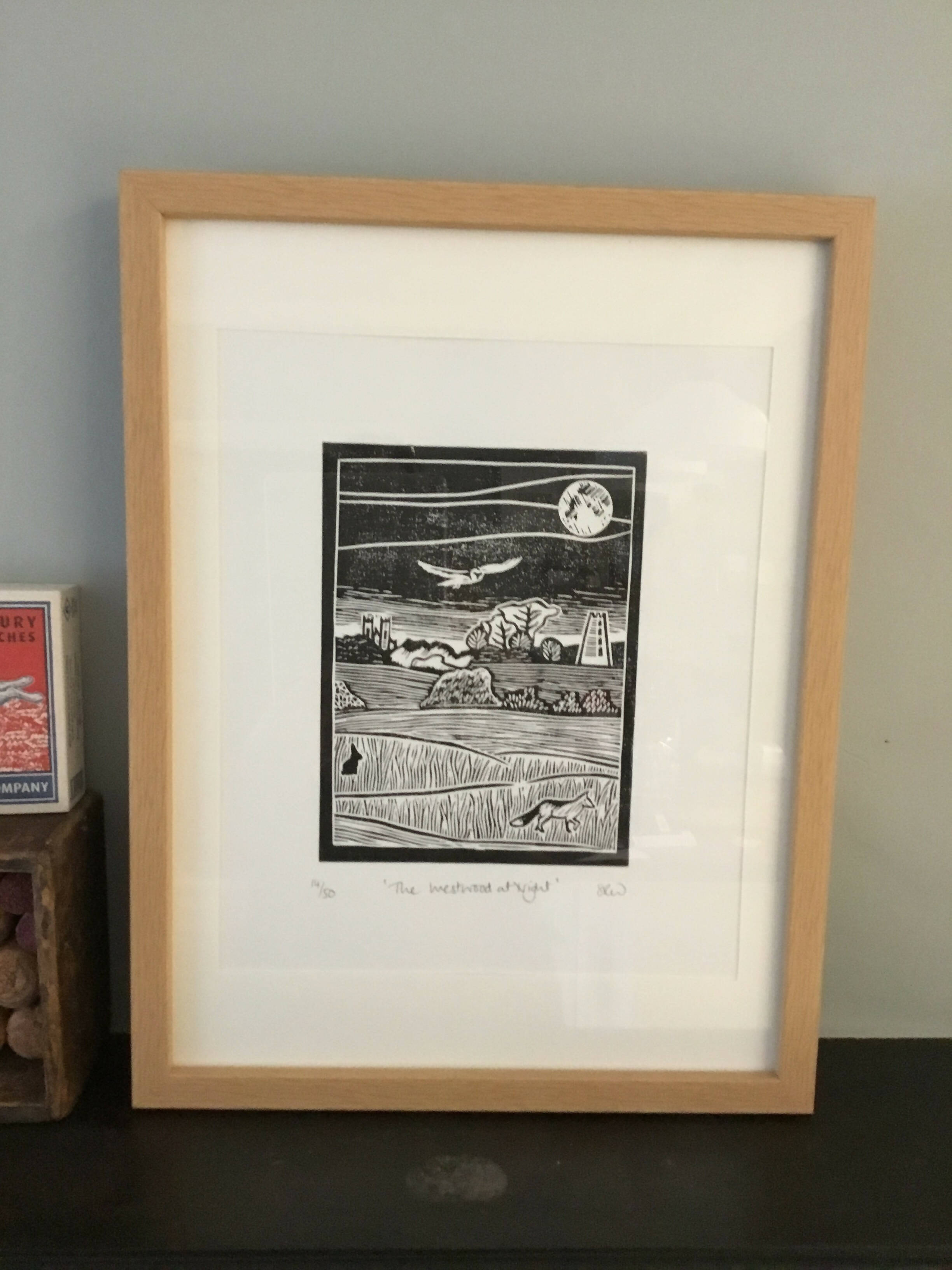 The Westwood at Night Framed Lino Cut Print
