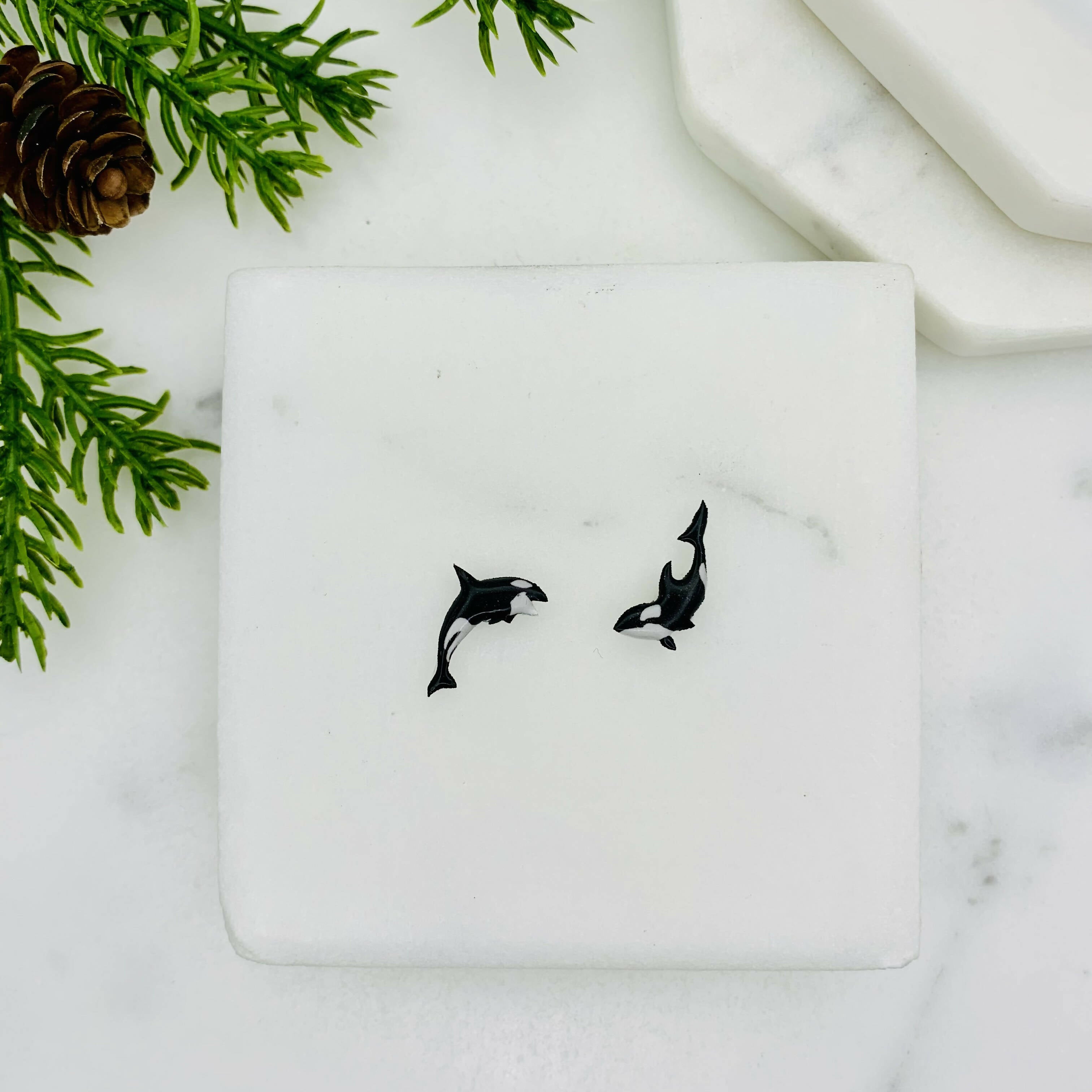 Unique Mismatched Whale & Orca Stud Earrings | Art & Soul