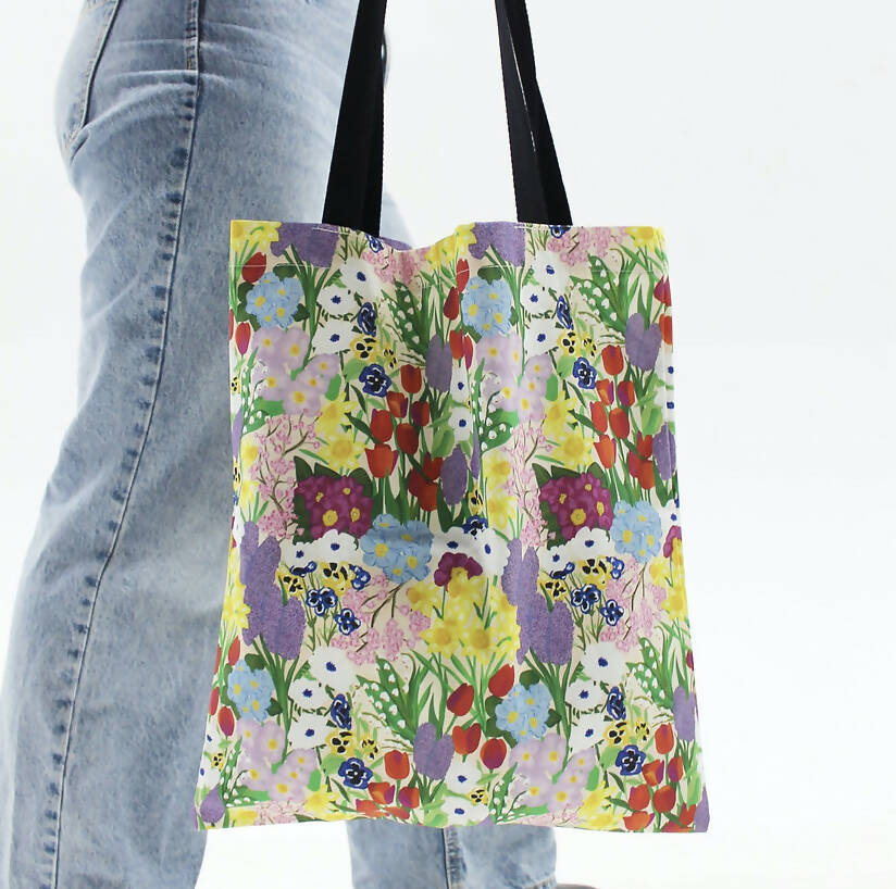 Spring Floral Print Tote Bag