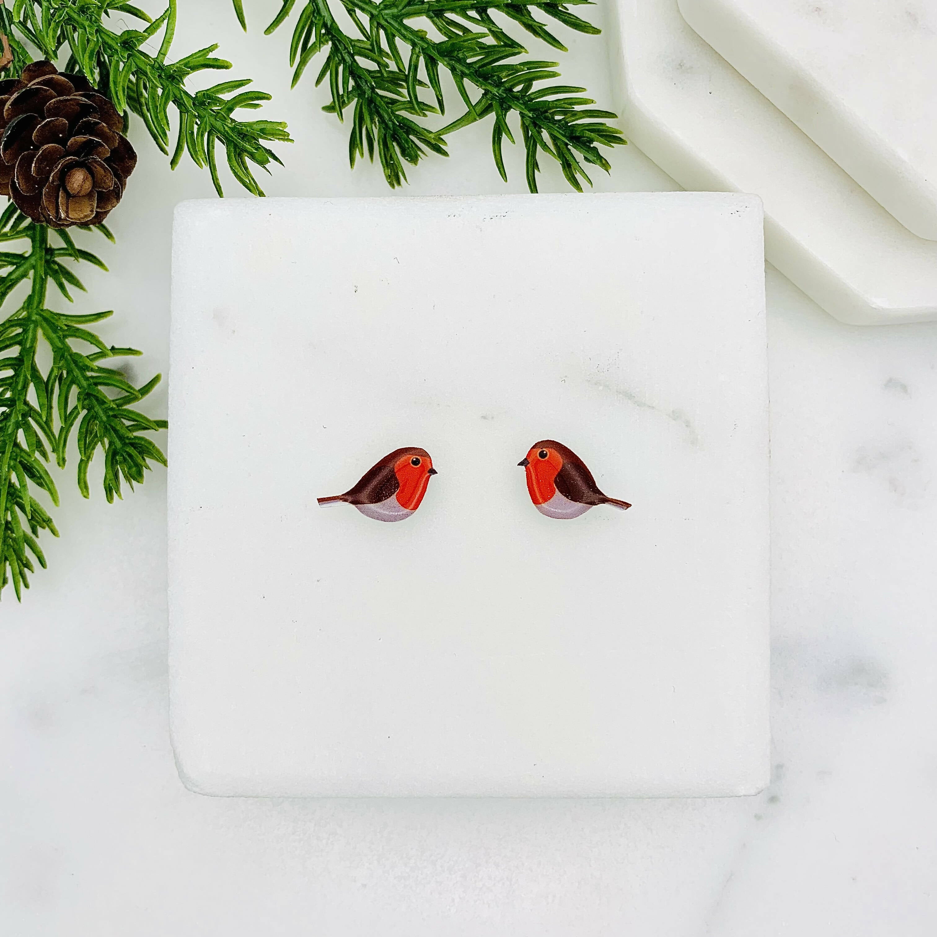 Cute Robin Stud Earrings for Bird Lovers | Art & Soul