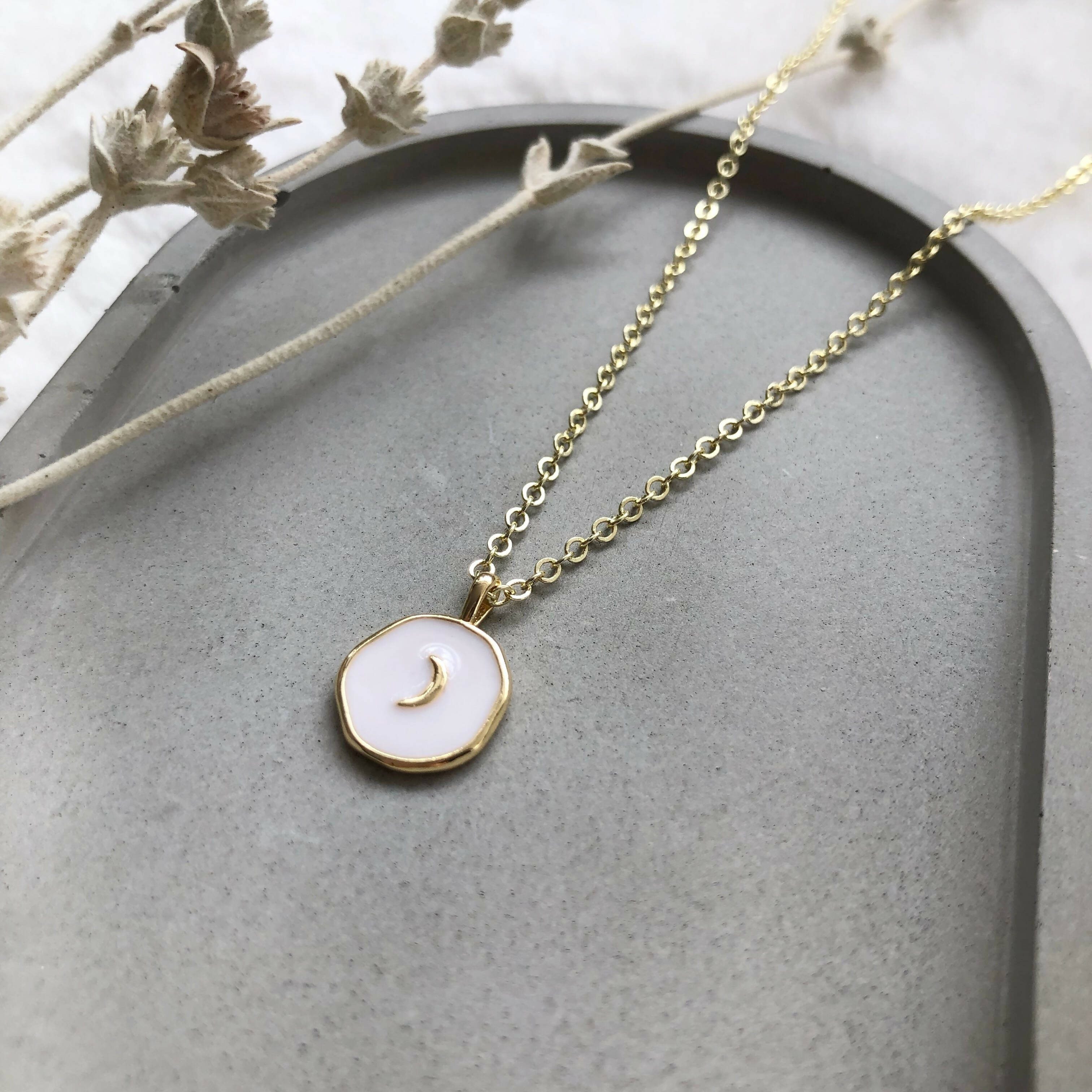 Luna Celestial Enamel Necklace - 18k Gold Vermeil | Art & Soul