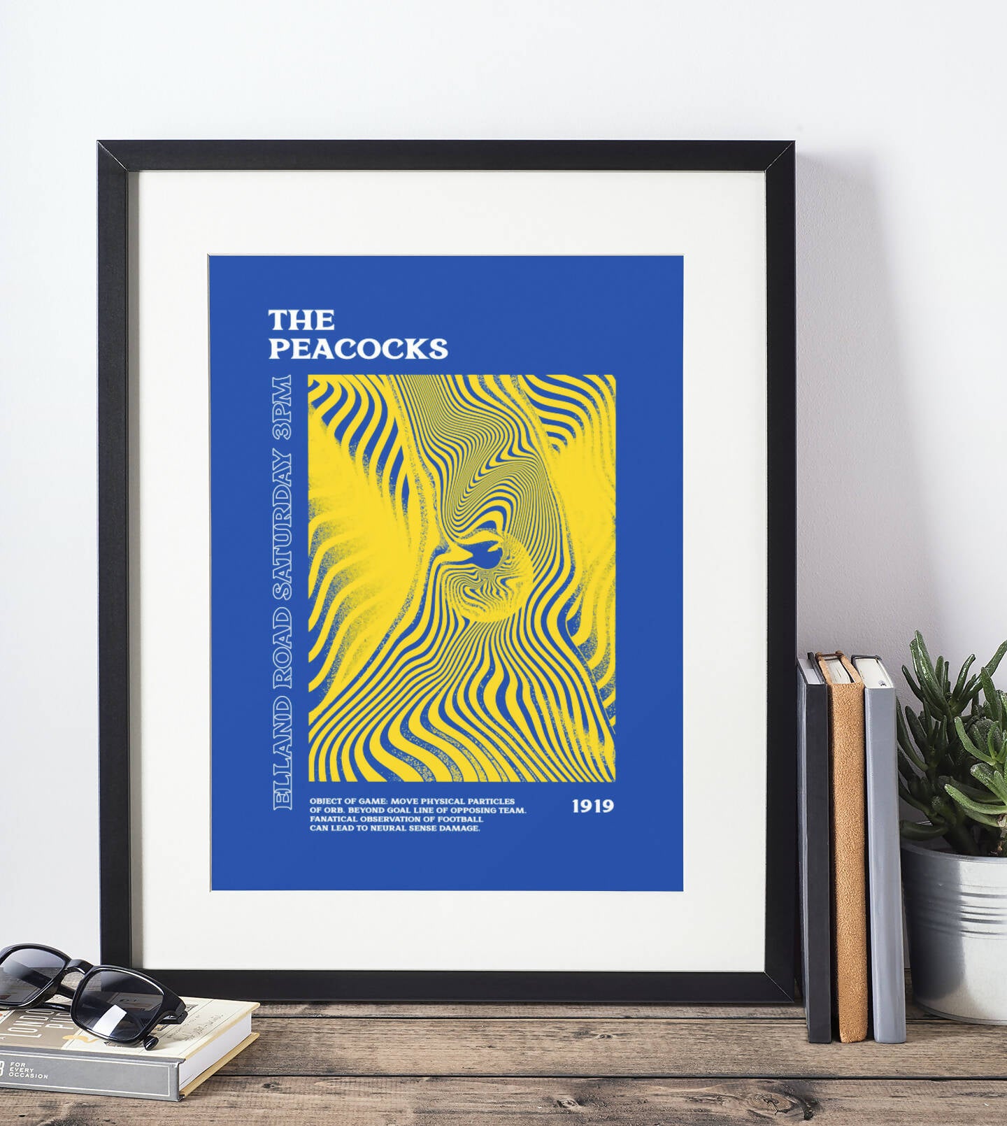 Leeds Utd Art Print PSYCHEDELIC Design in Blue