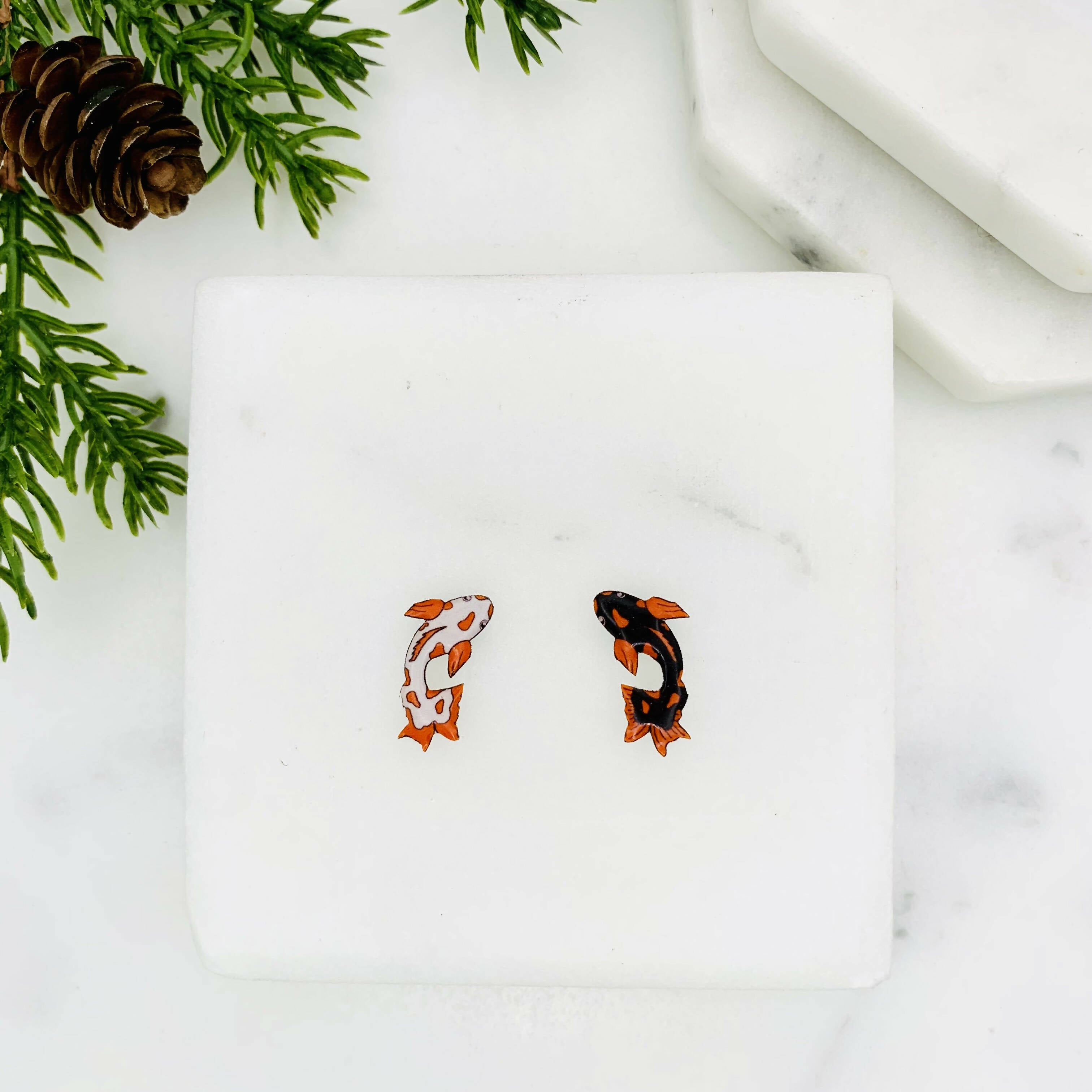 Koi Fish Mismatched Stud Earrings