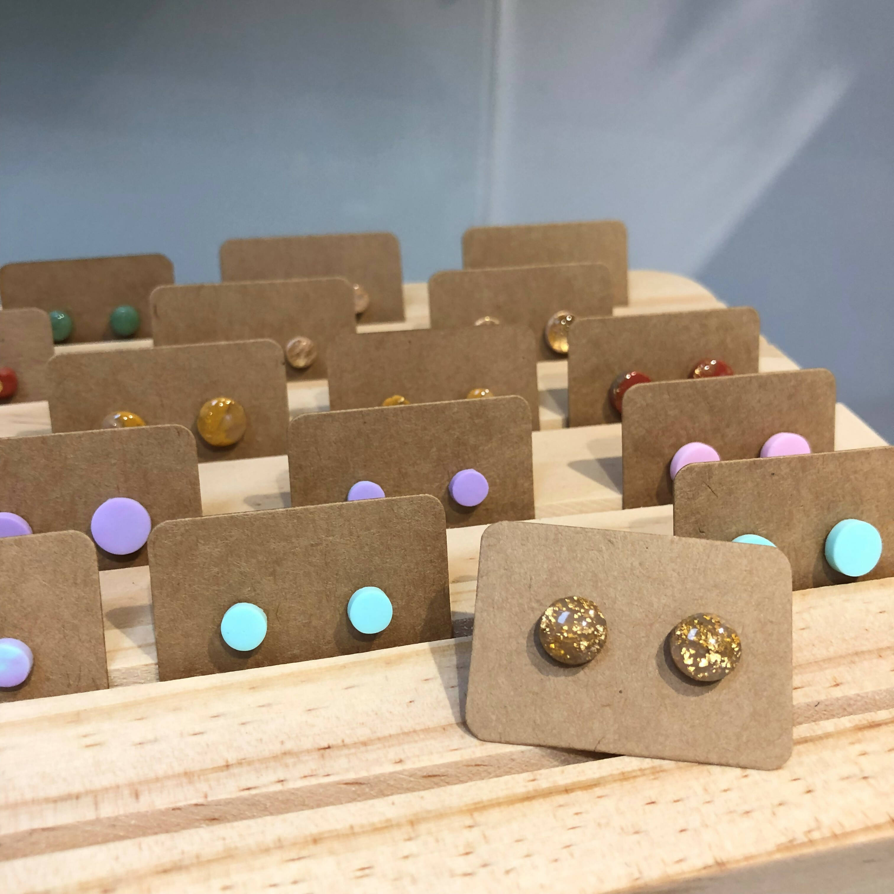 Dot Stud Polymer Clay Earrings: Medium