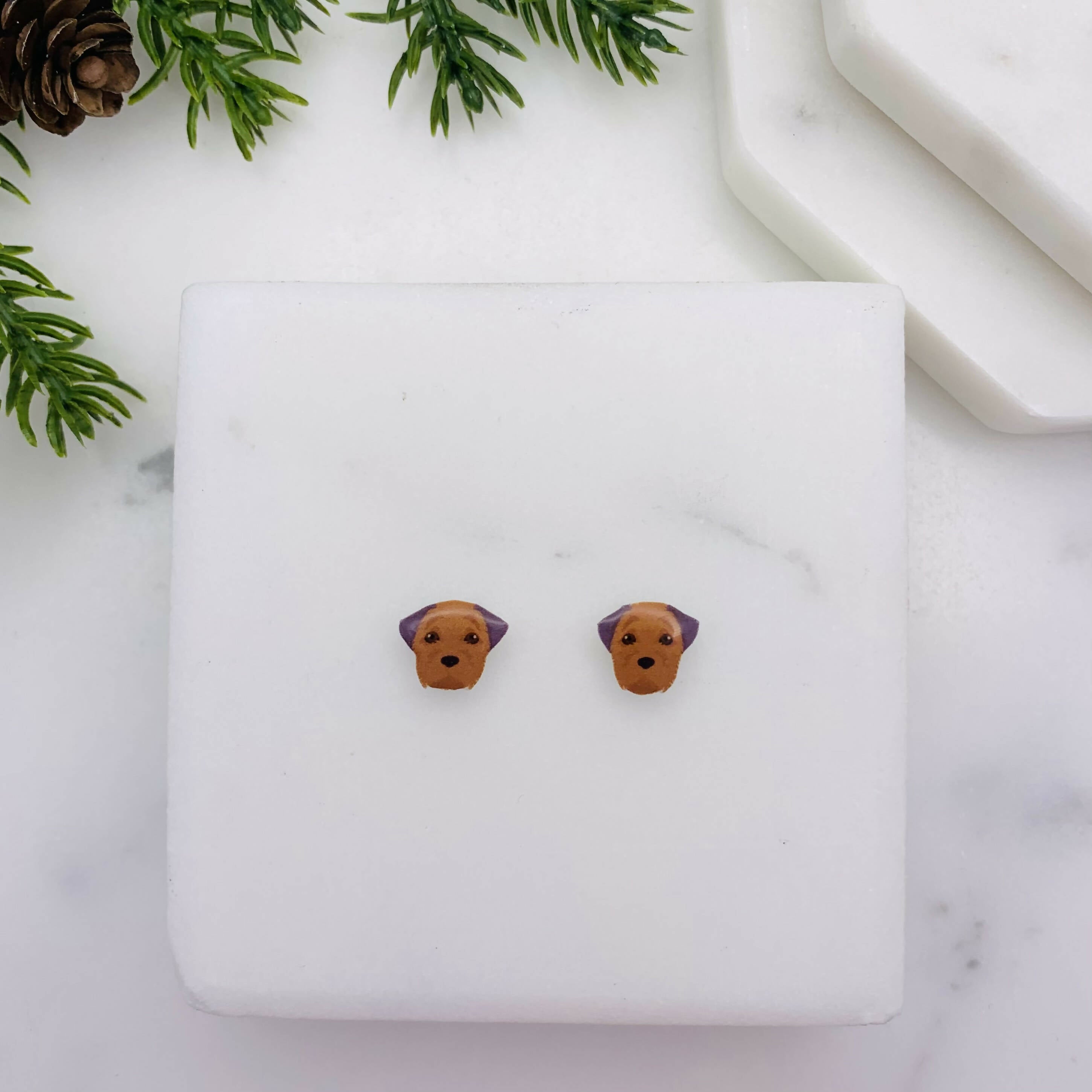 Border Terrier Dog Stud Earrings