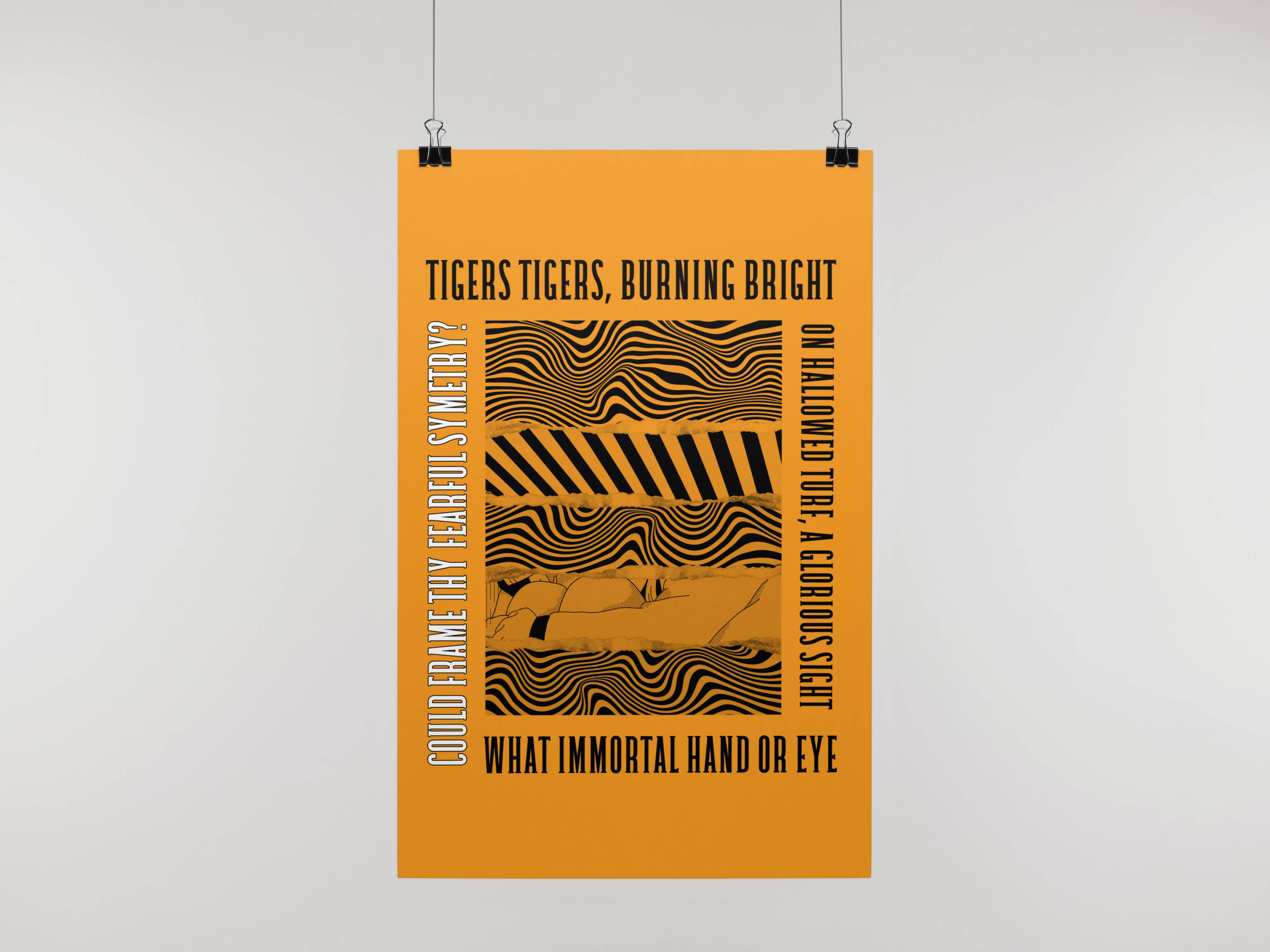 Hull City Art Print TIGERS TIGERS LYRICS Design in Amber