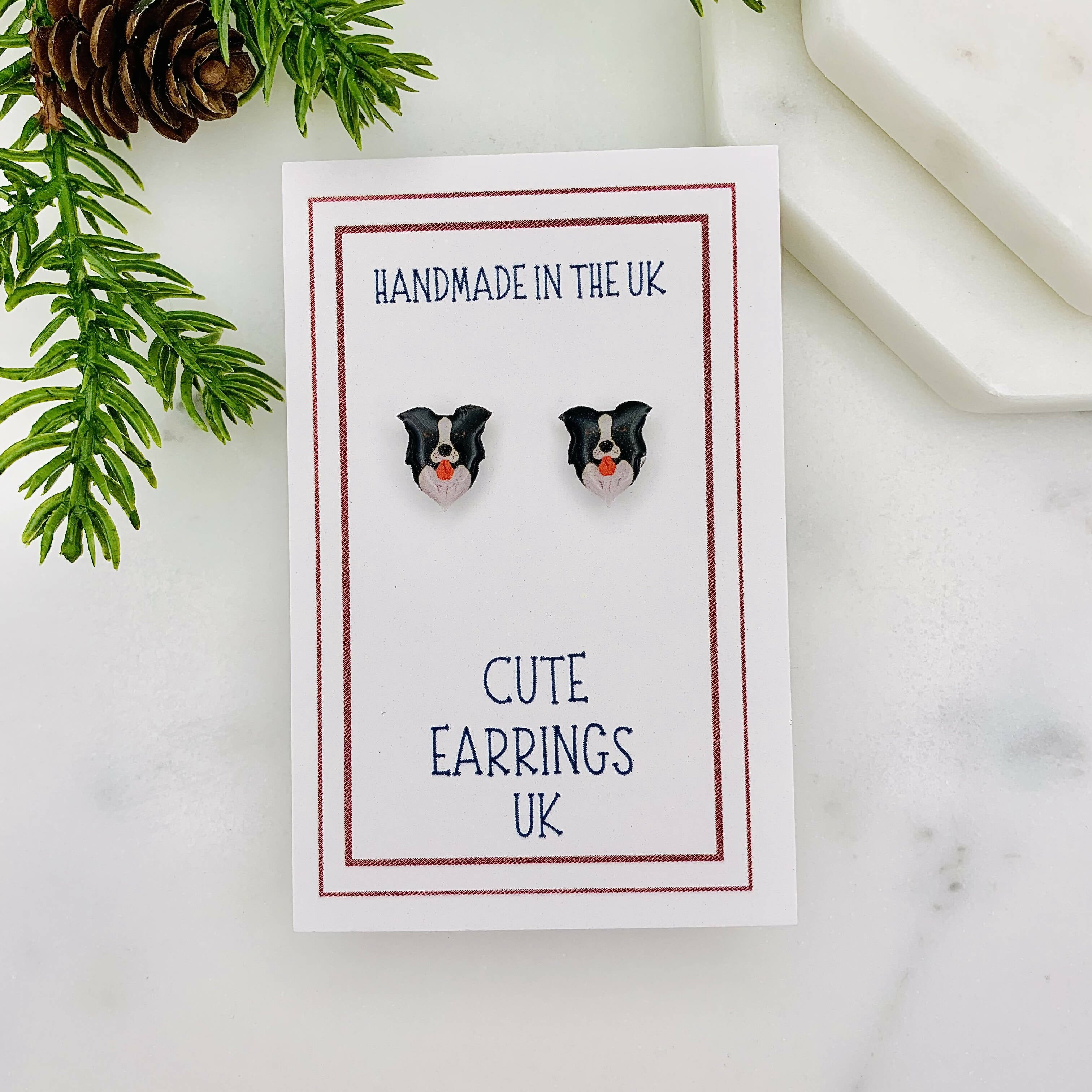Adorable Border Collie Dog Stud Earrings | Art & Soul