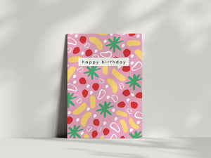 Pink Abstract Happy Birthday Card