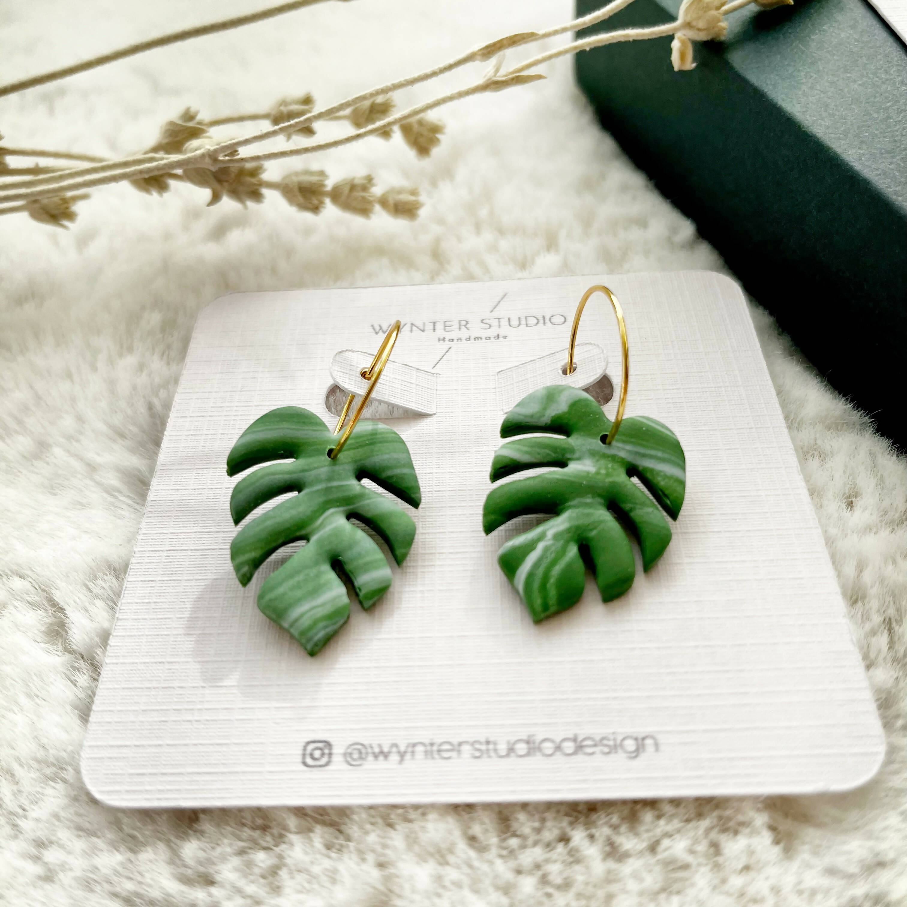 Monstera Clay Earrings