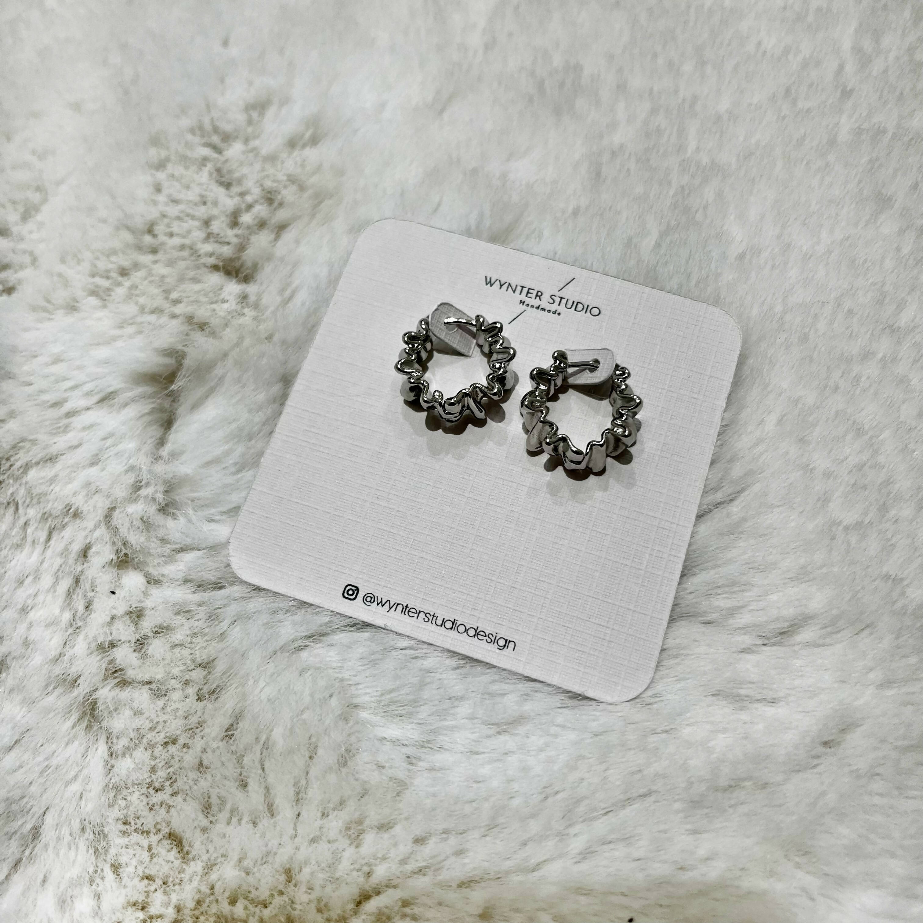 Midi Bubble Silver Hoop Earrings