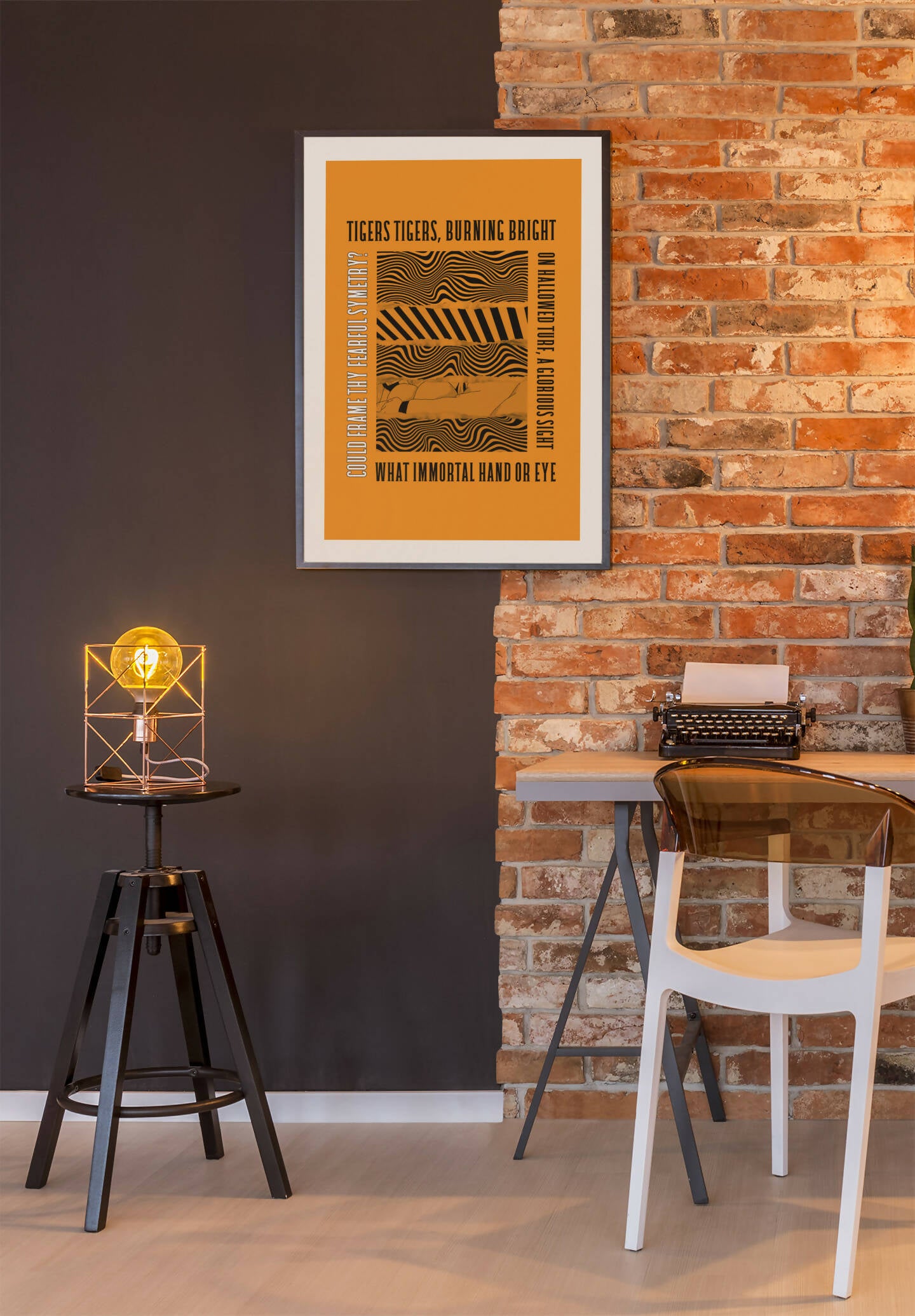 Hull City Art Print TIGERS TIGERS LYRICS Design in Amber