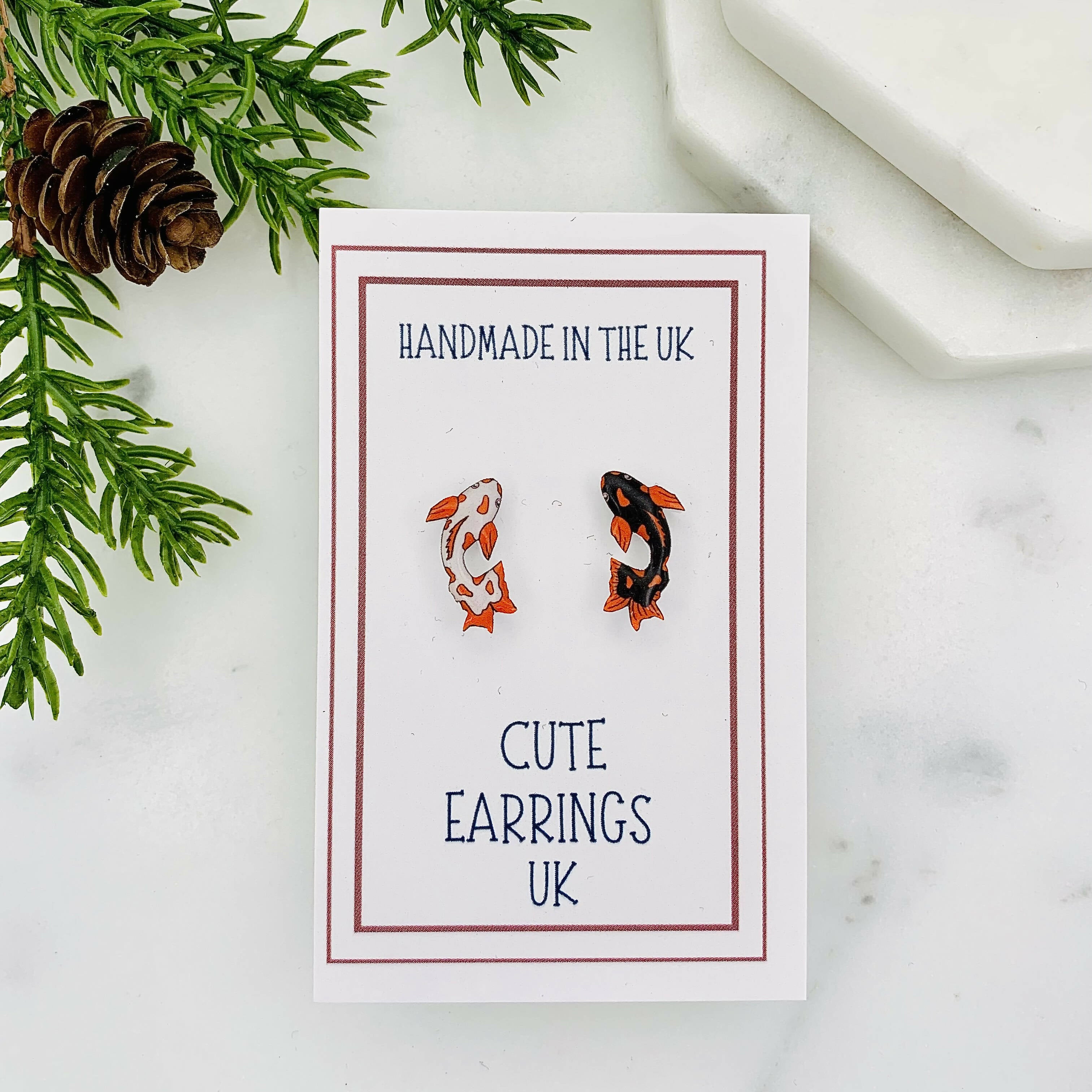 Koi Fish Mismatched Stud Earrings