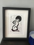Moon Gazing Hare Framed Lino Cut Print