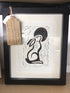 Moon Gazing Hare Framed Lino Cut Print